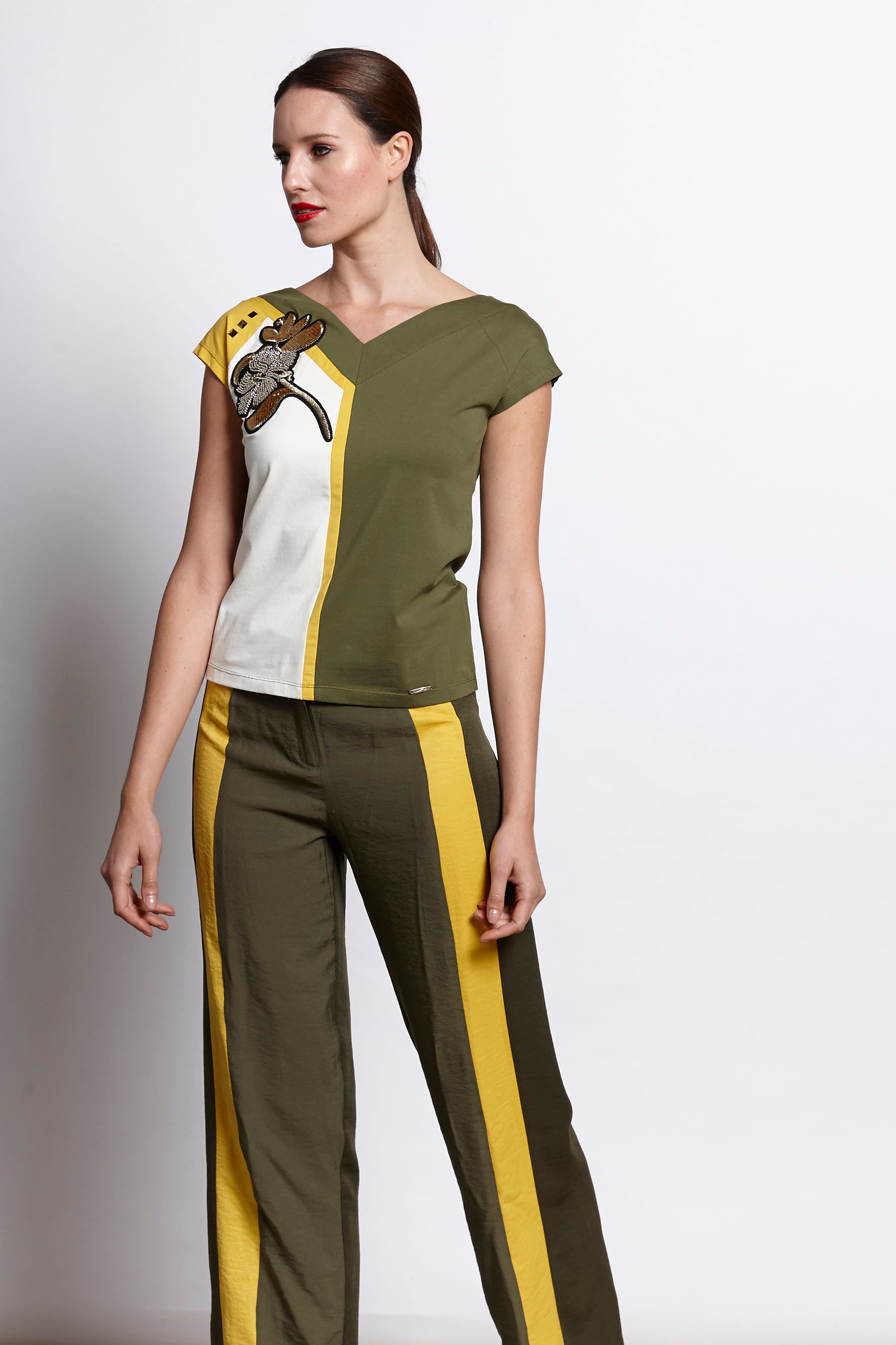 PANTALON BICOLOR Kaki