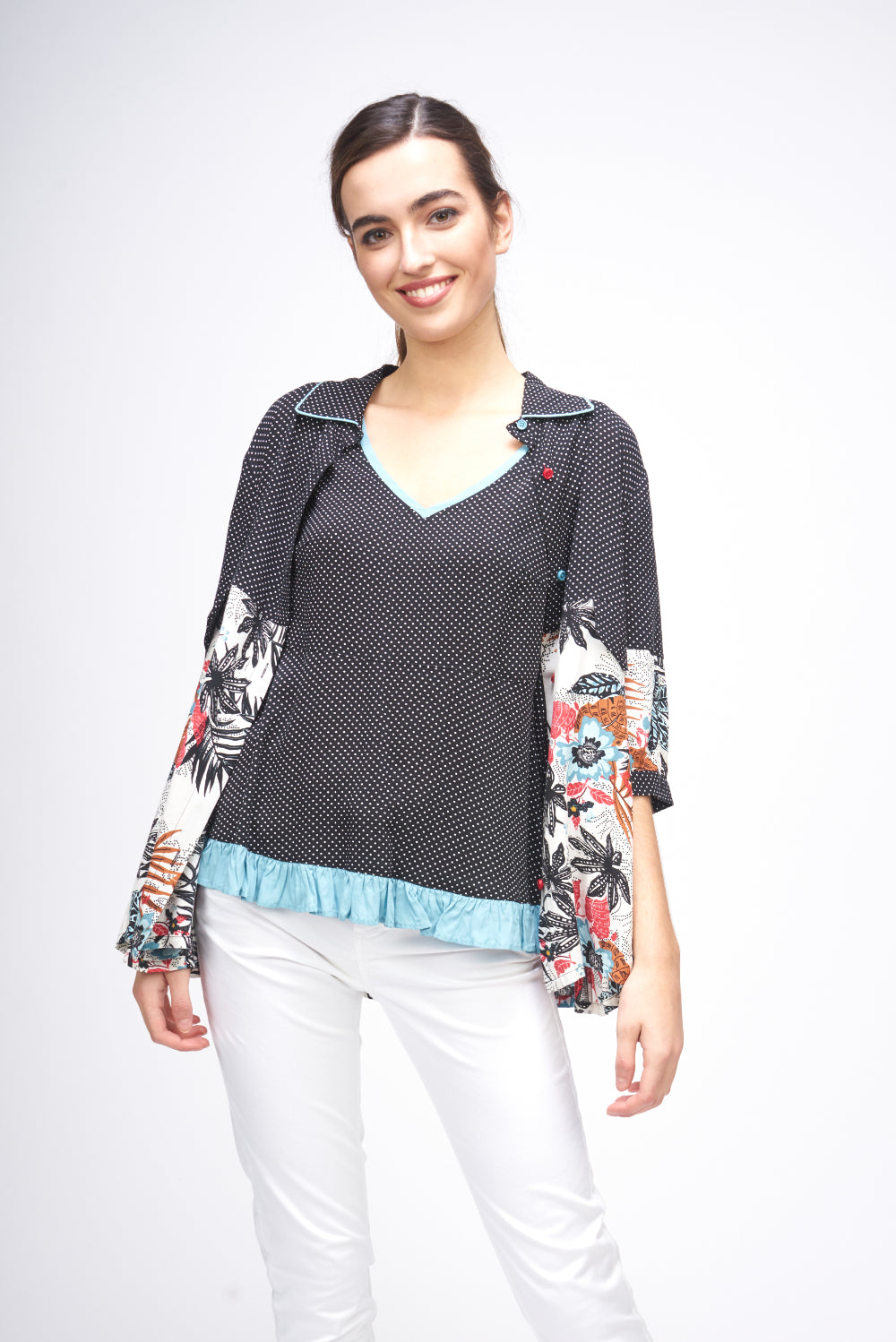 CAMISETA WHITE and PRINT Negro