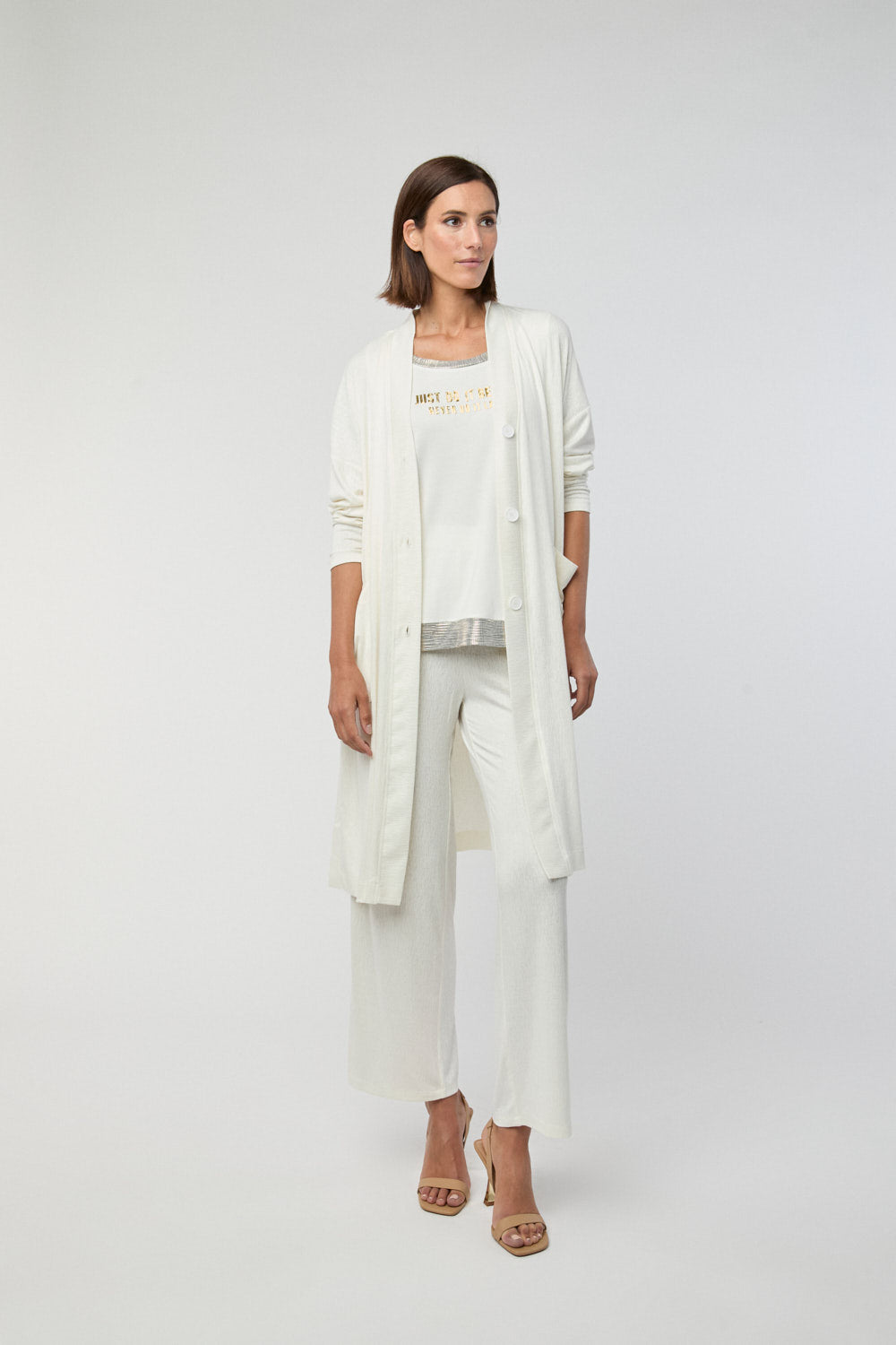 Camiseta Texto Lurex Crudo