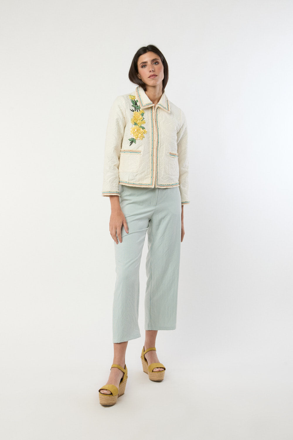 Chaqueta Bordada Lima Crudo
