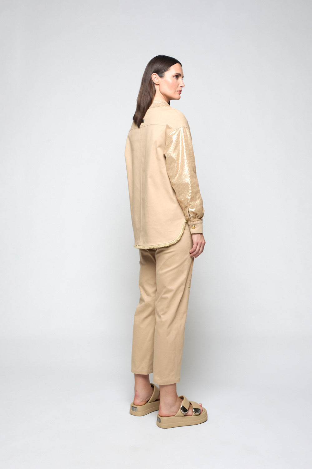 Chaqueta Lentejuelas Ekilore Camel