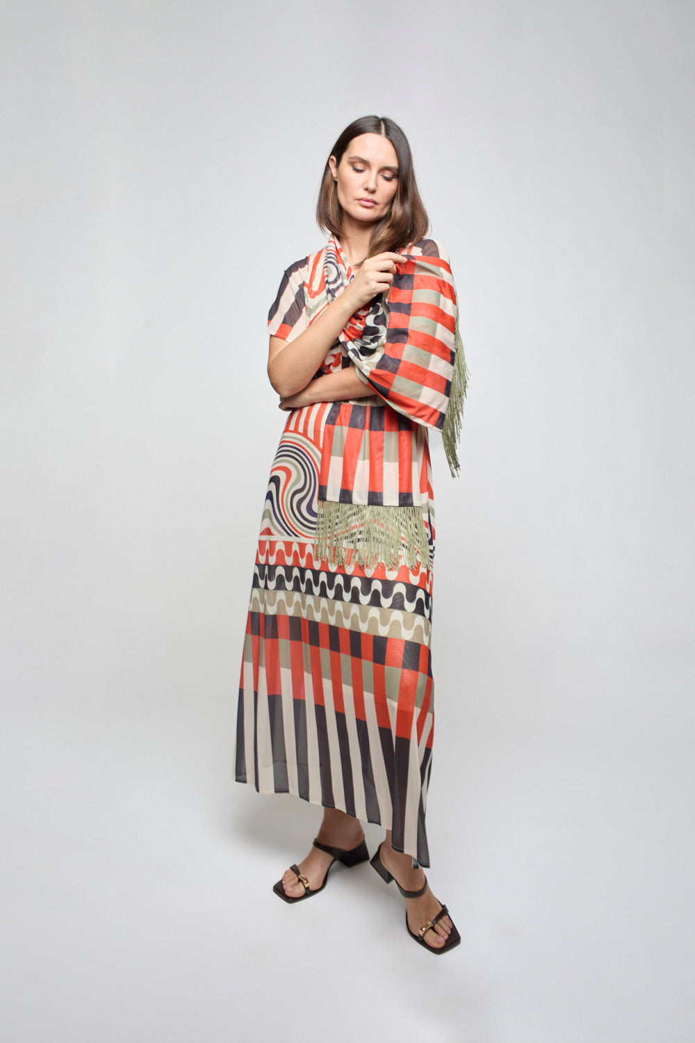 Falda Mosaico Print Camel