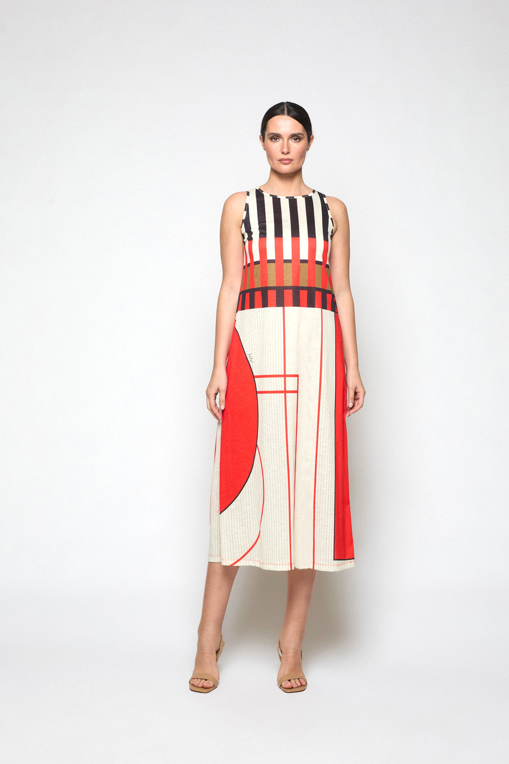 Vestido Mosaico Print Camel