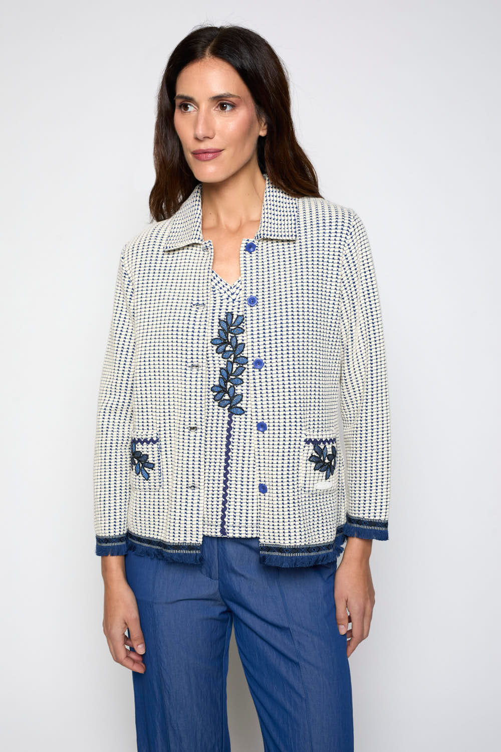 Chaqueta Punto Panal Azul