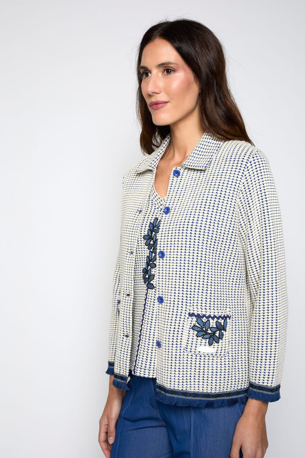 Chaqueta Punto Panal Azul