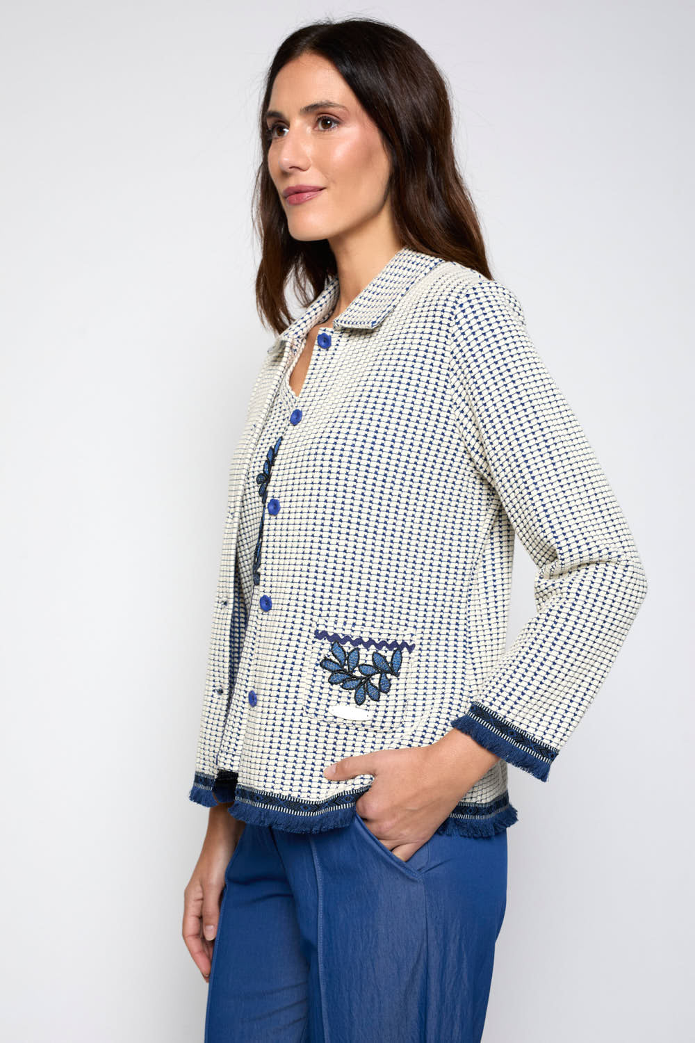 Chaqueta Punto Panal Azul