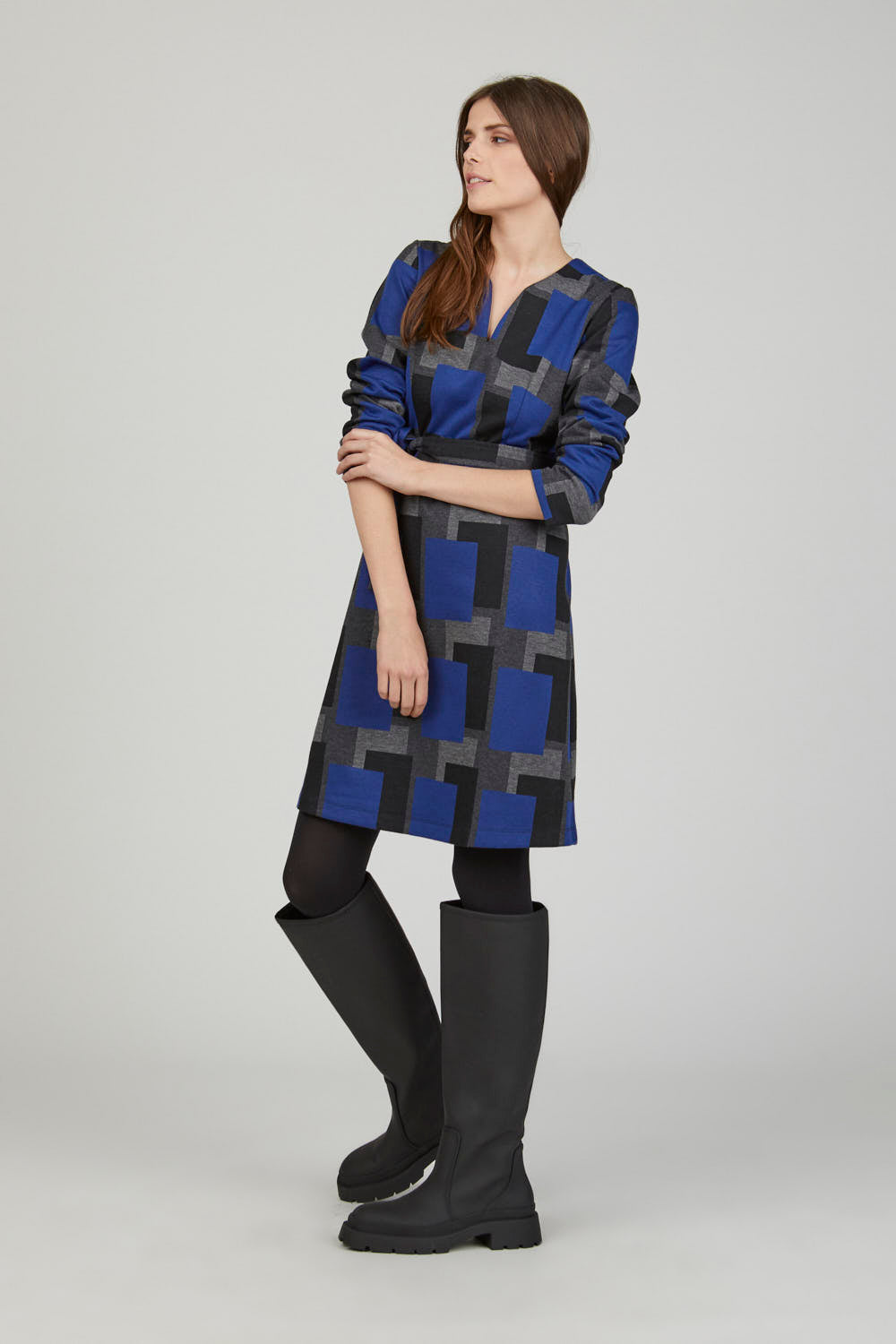 VESTIDO CUADROS ANTRACITA Azul