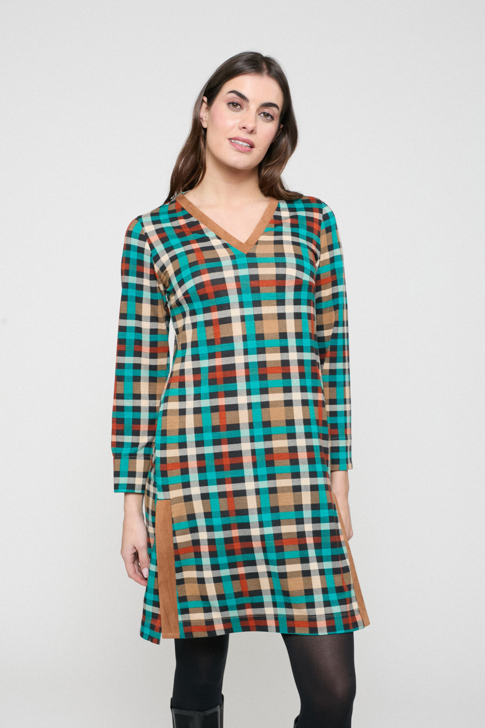 Vestido Cuadros Carmela Turquesa