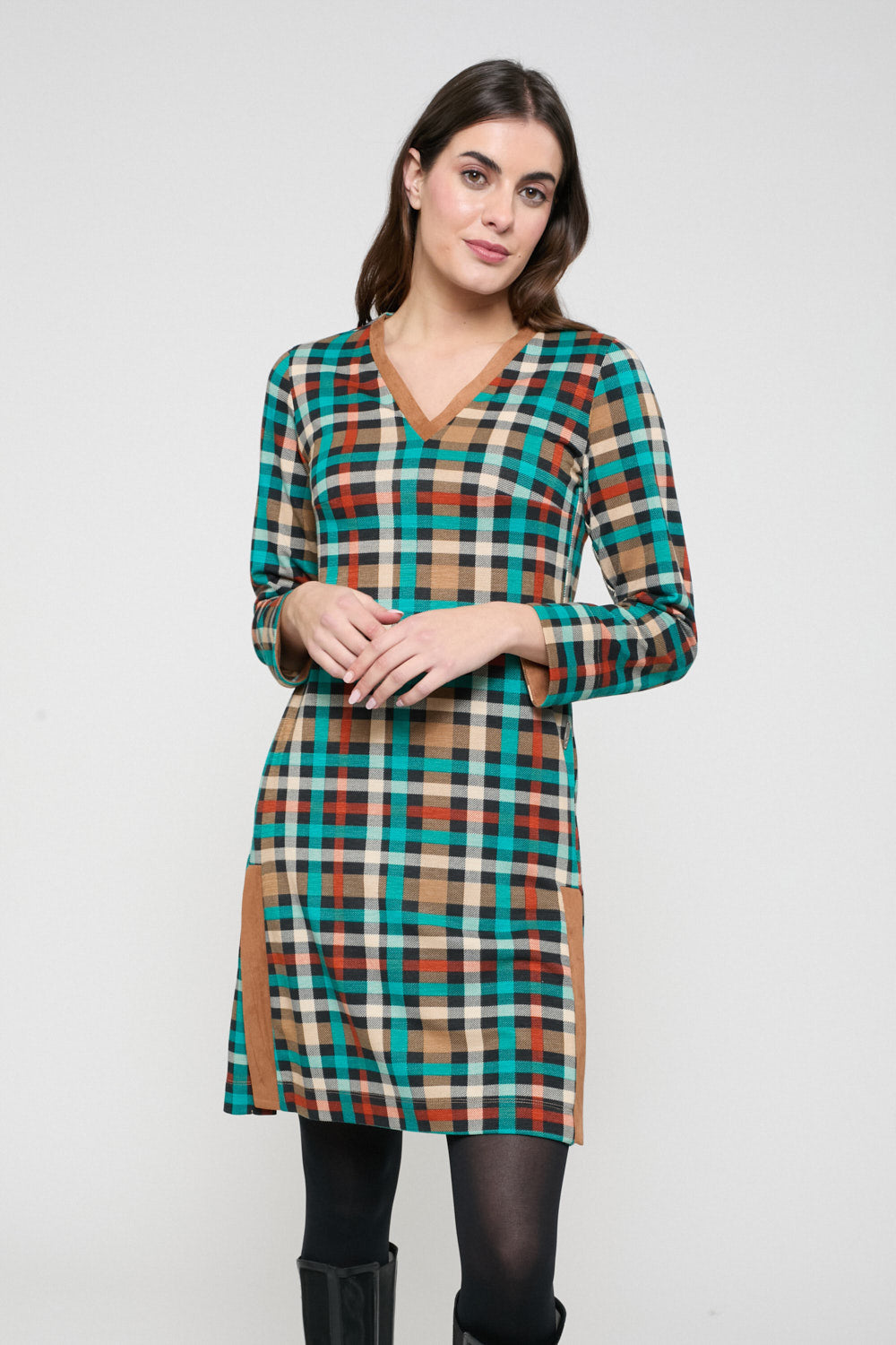 Vestido Cuadros Carmela Turquesa