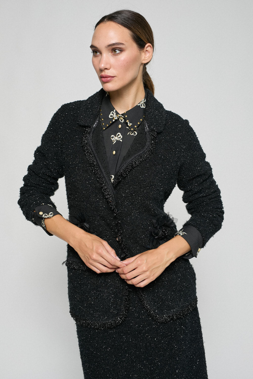 Chaqueta Flecos Nina Negro