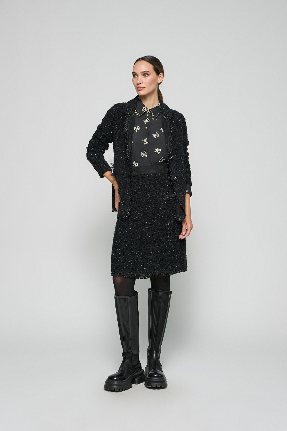 Chaqueta Flecos Nina Negro