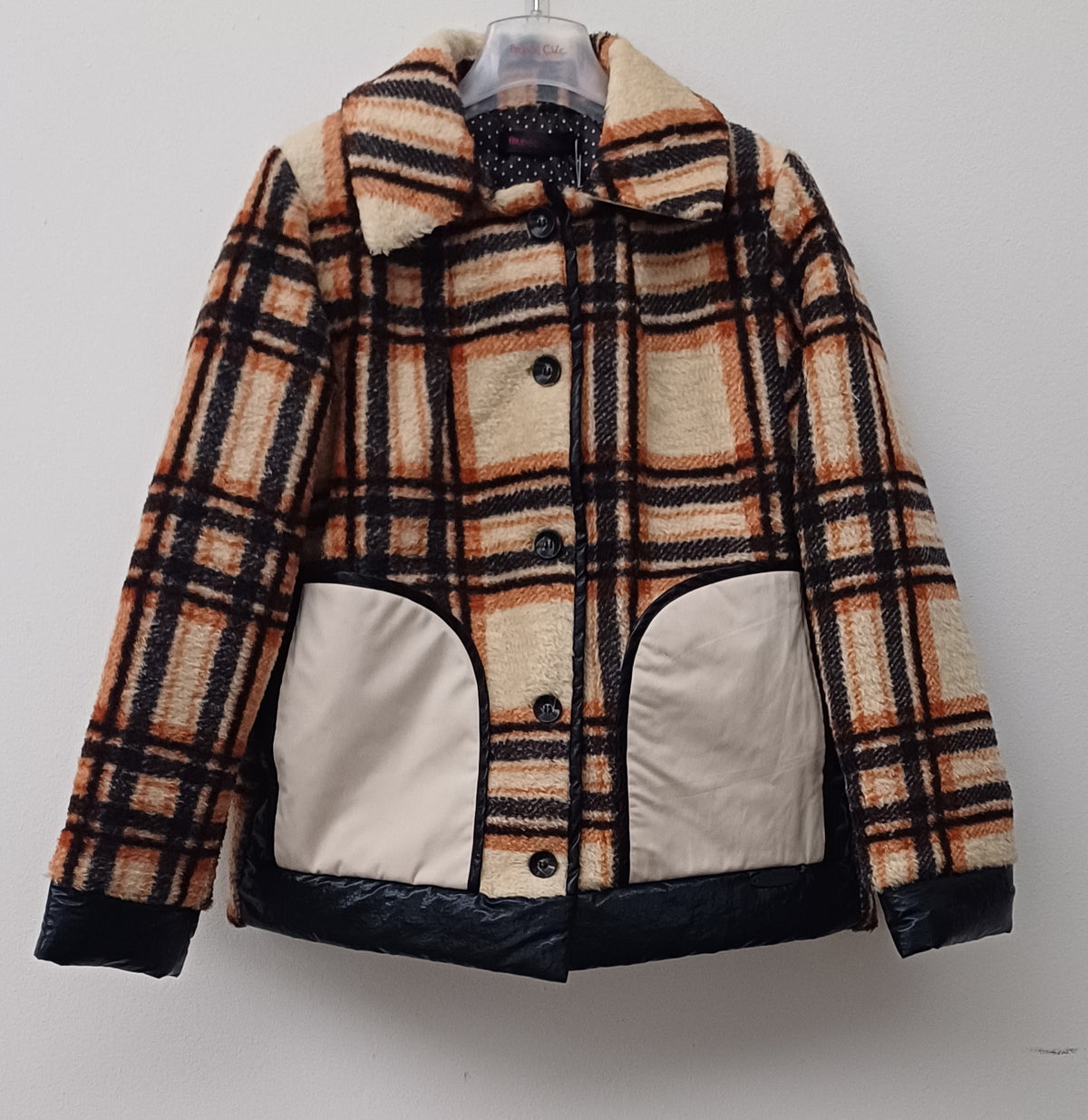Chaqueton Cuadros Nora Beige