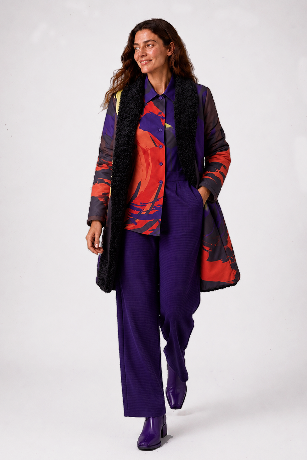 Gabardina Cuello Pelo Balbina Multicolor