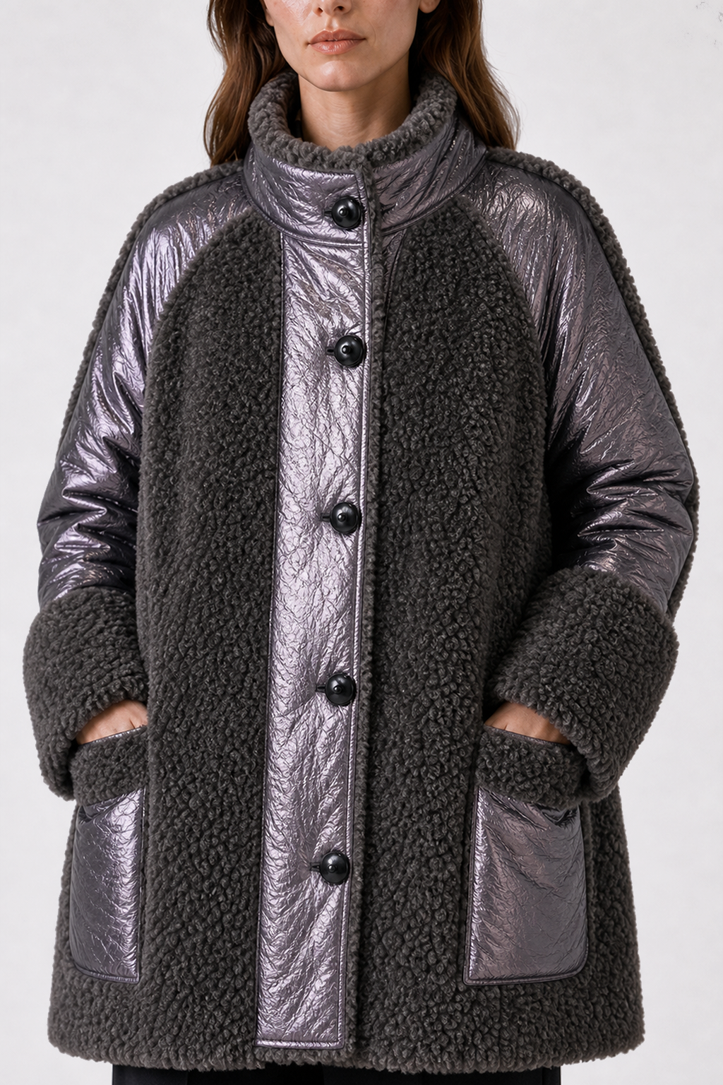 Chaquetón Charol Fabiola Gris
