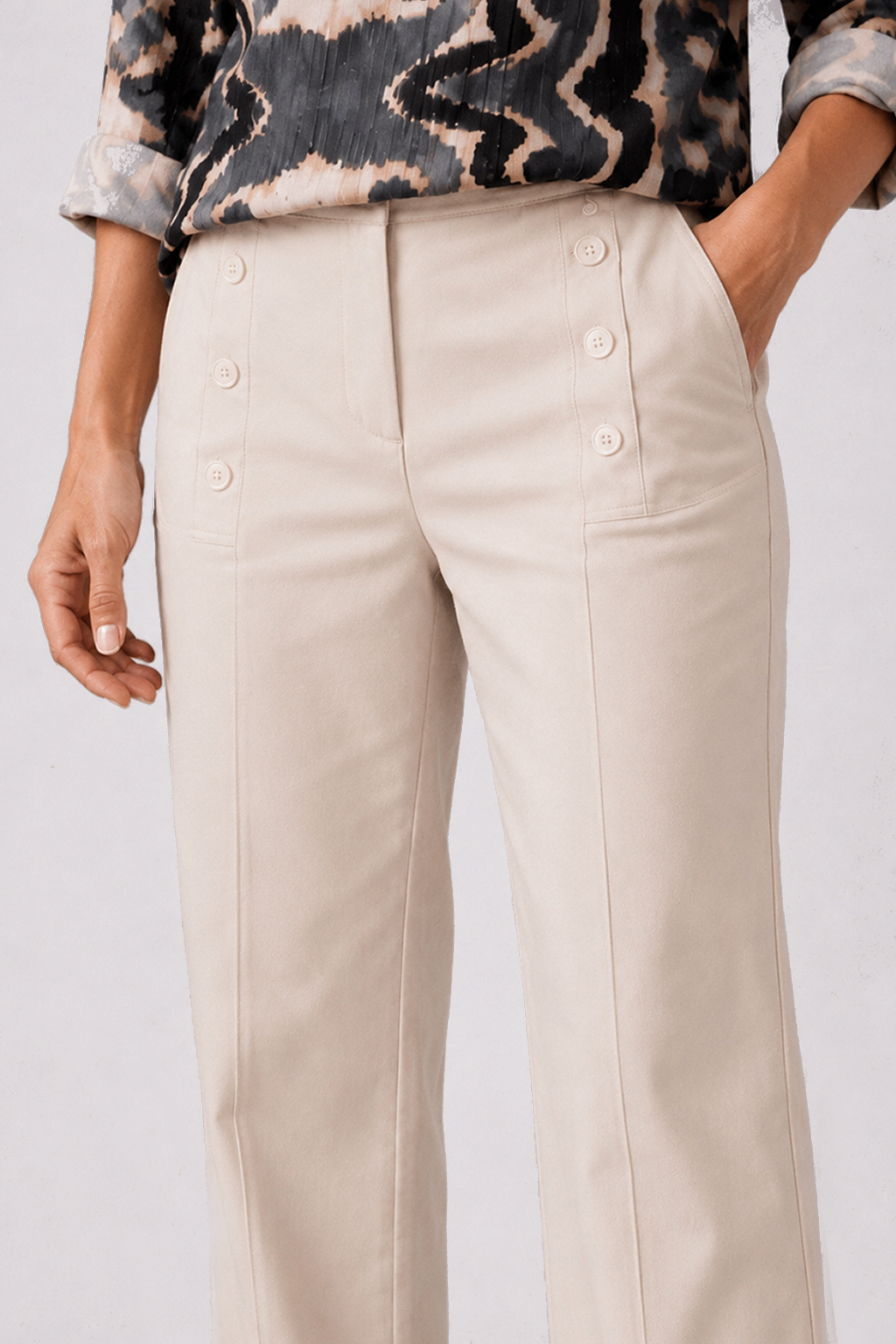 Pantalón Botones Fabiola Beige