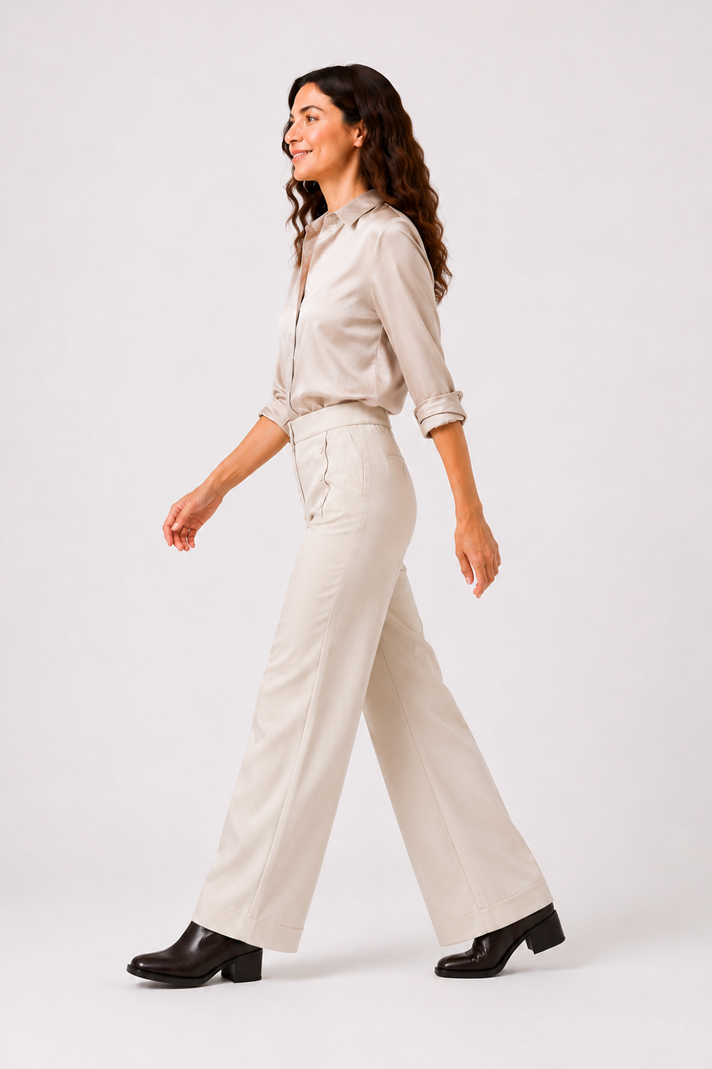 Pantalón Botones Fabiola Beige