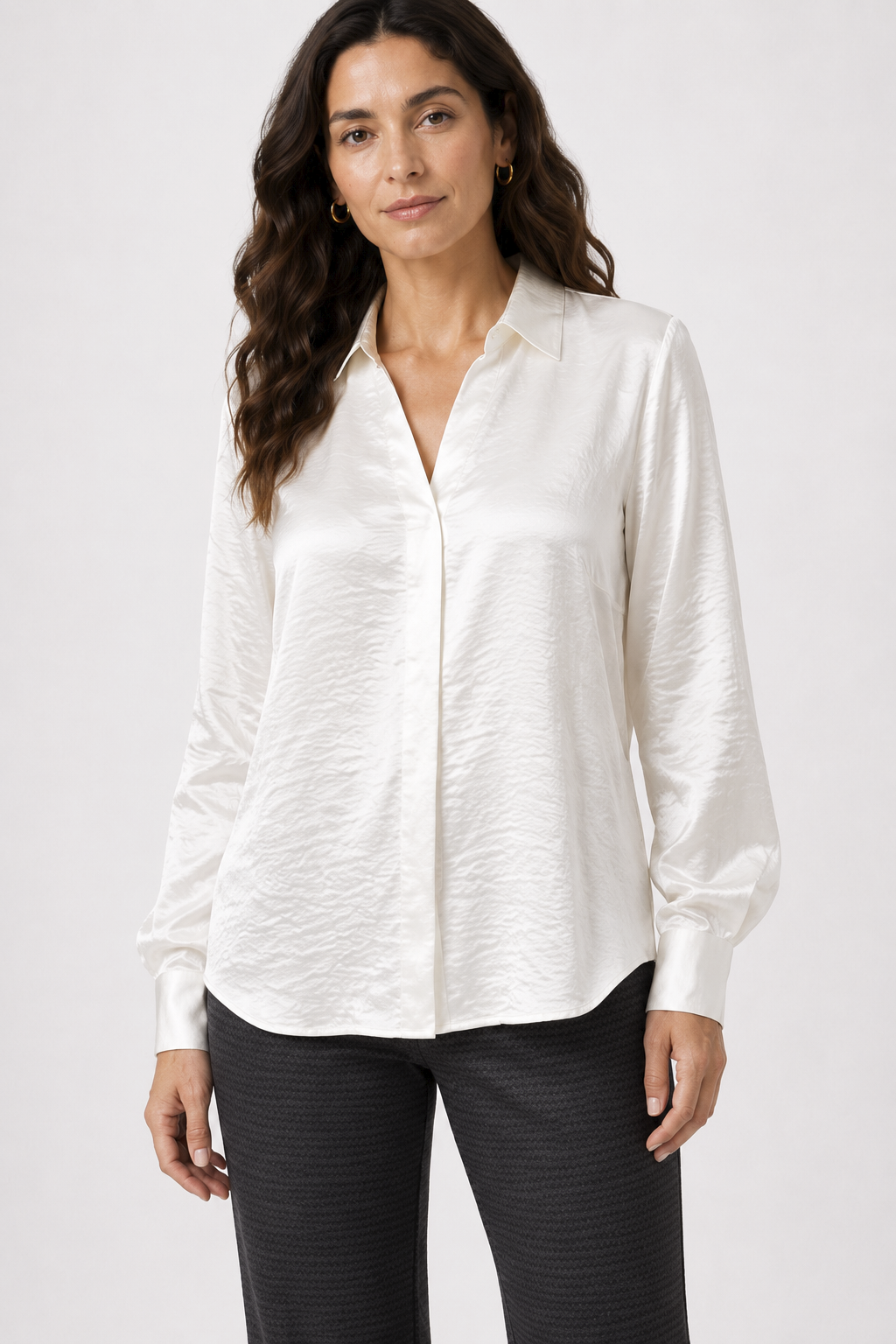 Camisa Pliegue Estefanía Beige
