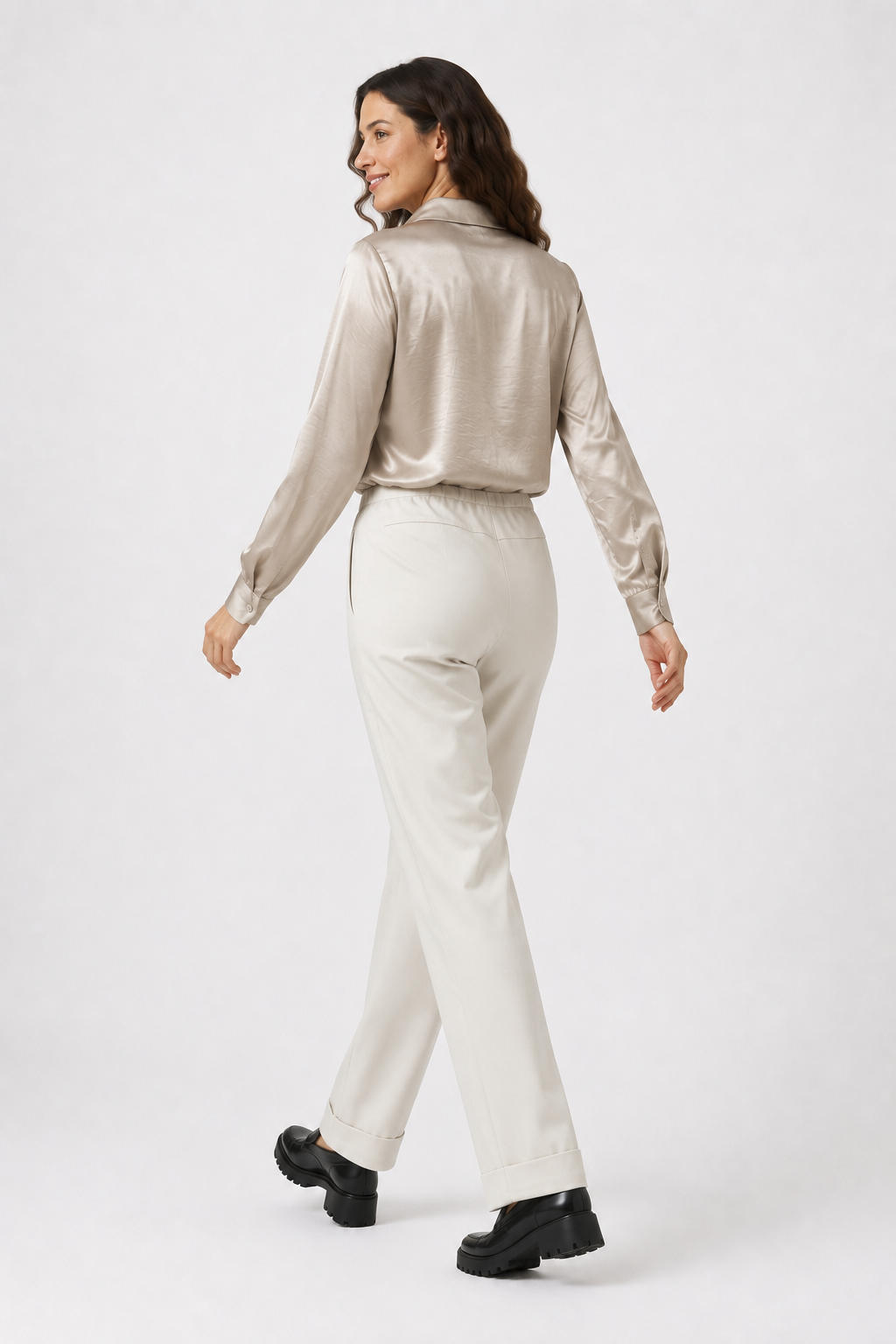 Camisa Pliegue Estefanía Camel