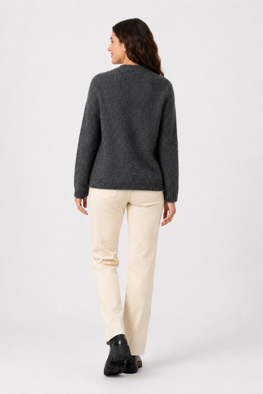 Chaqueta Punto Flor Gris