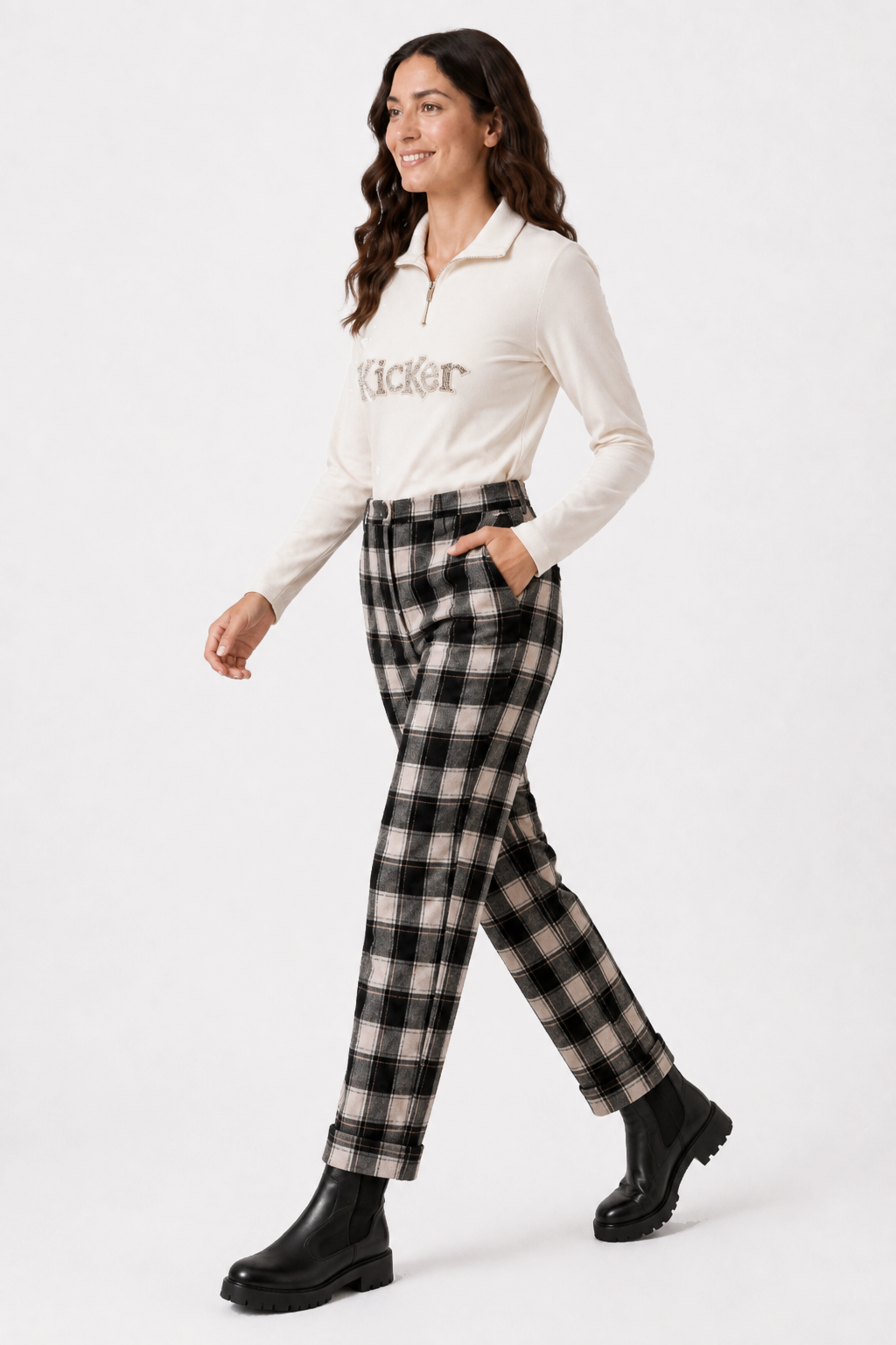 Pantalón Cuadros Medusa Topo