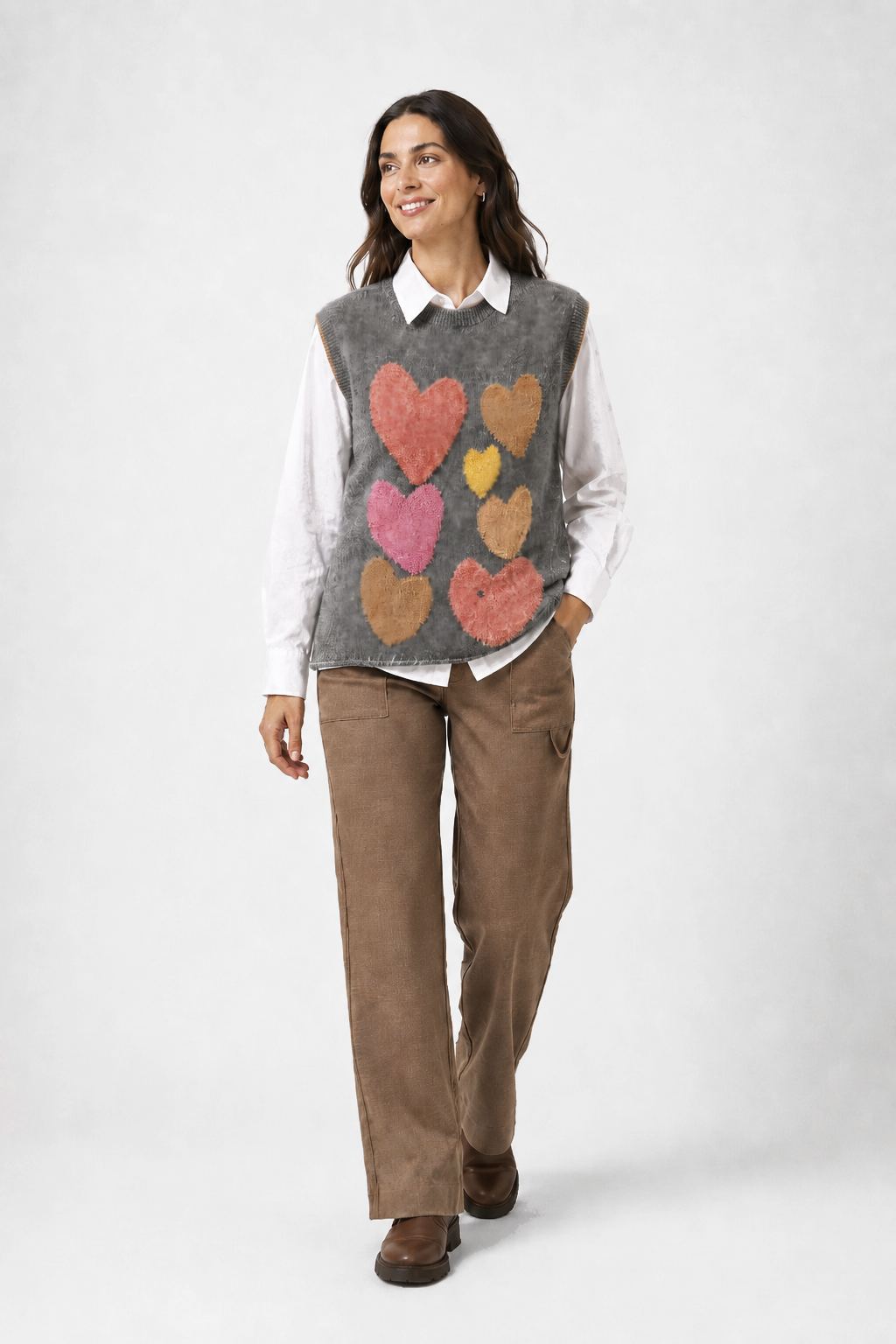 Chaleco Corazones Gris