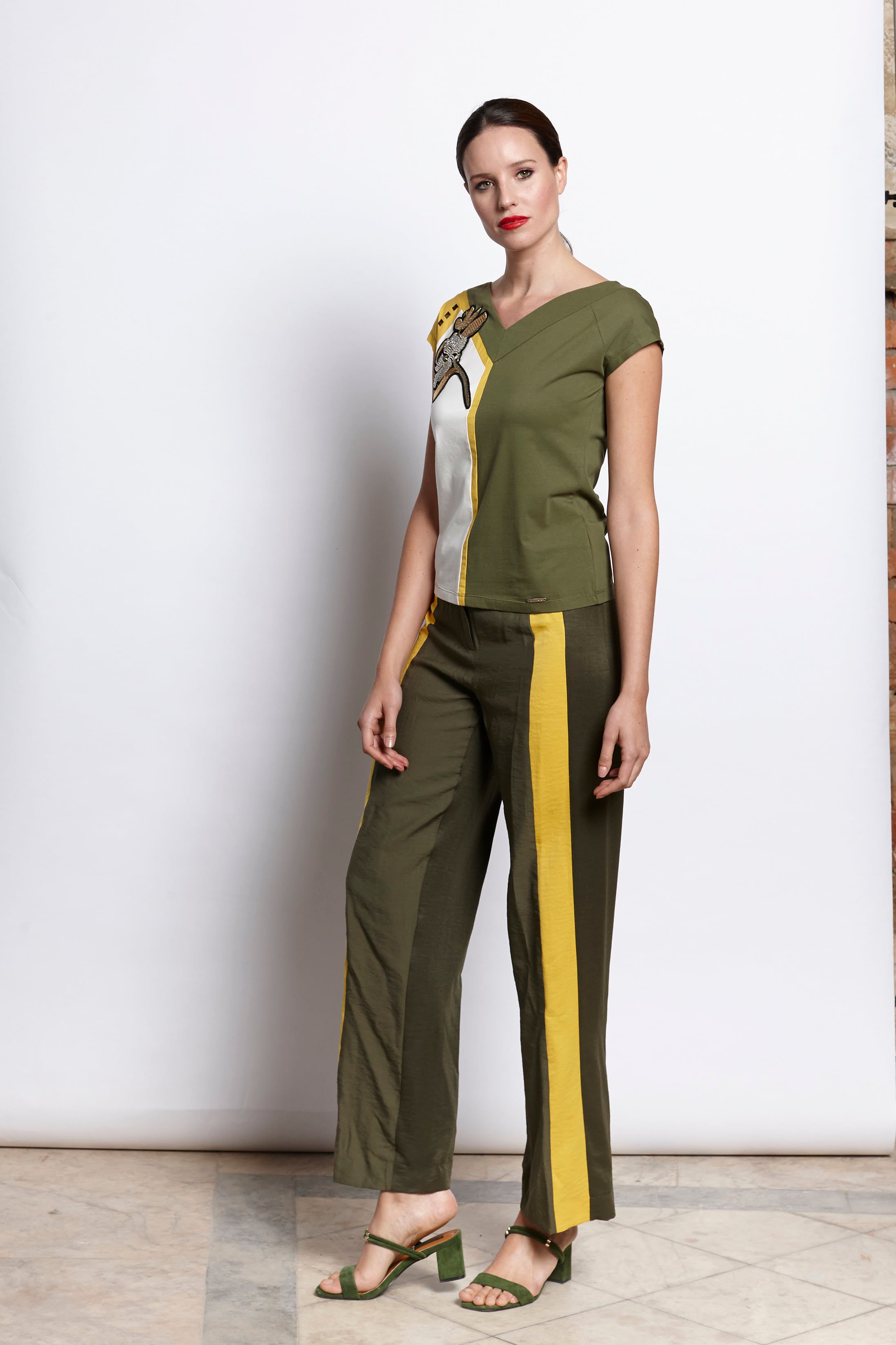 PANTALON BICOLOR Kaki