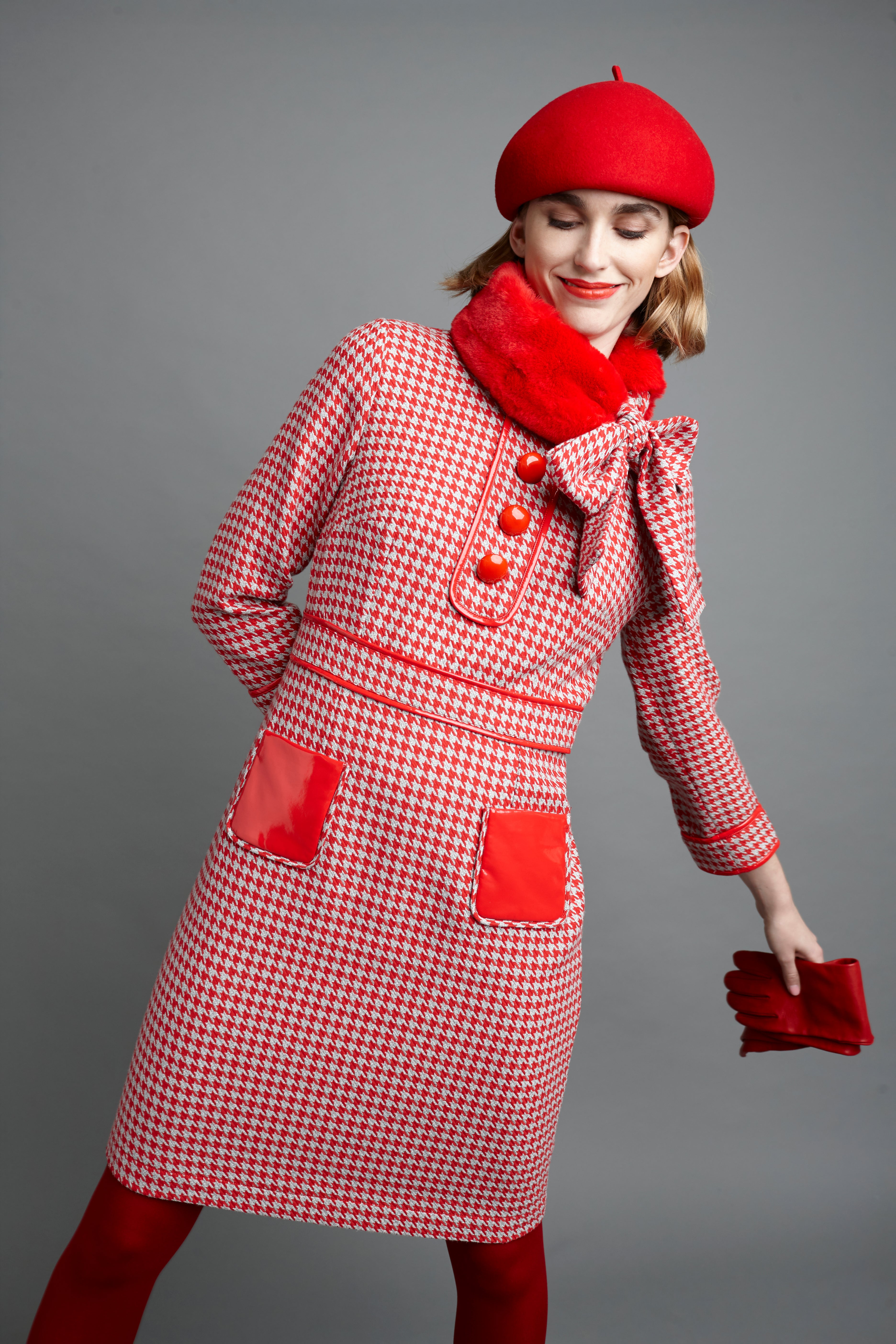 VESTIDO BEIG and RED Rojo