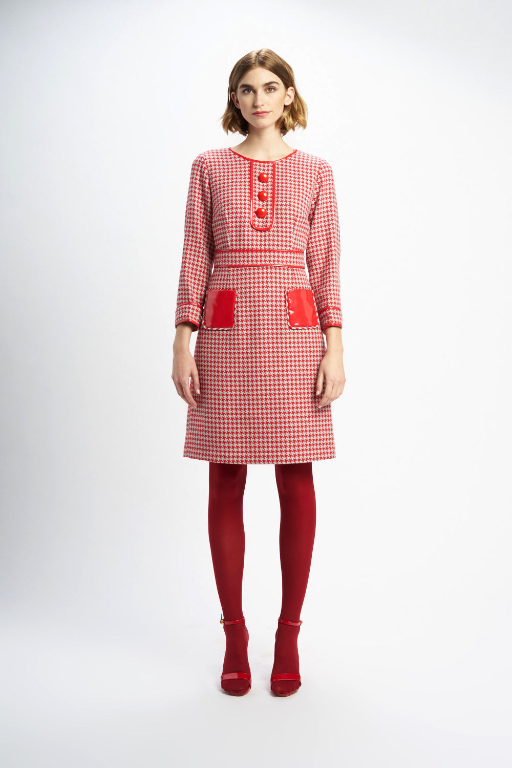 VESTIDO BEIG and RED Rojo