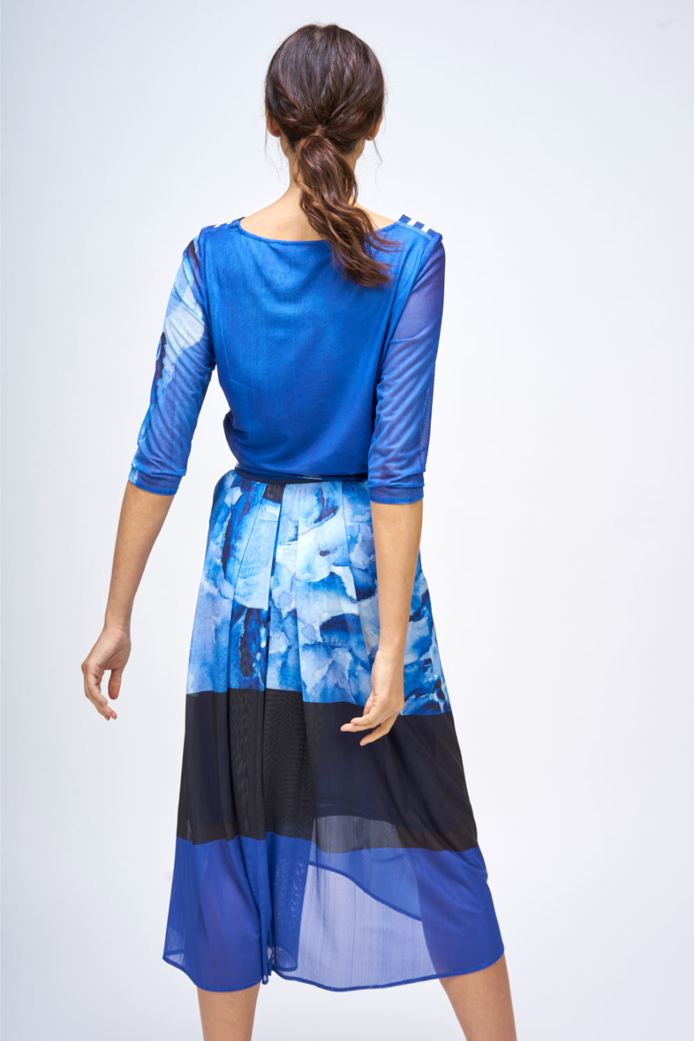 FALDA MIDI FLOWER PRINT Azul