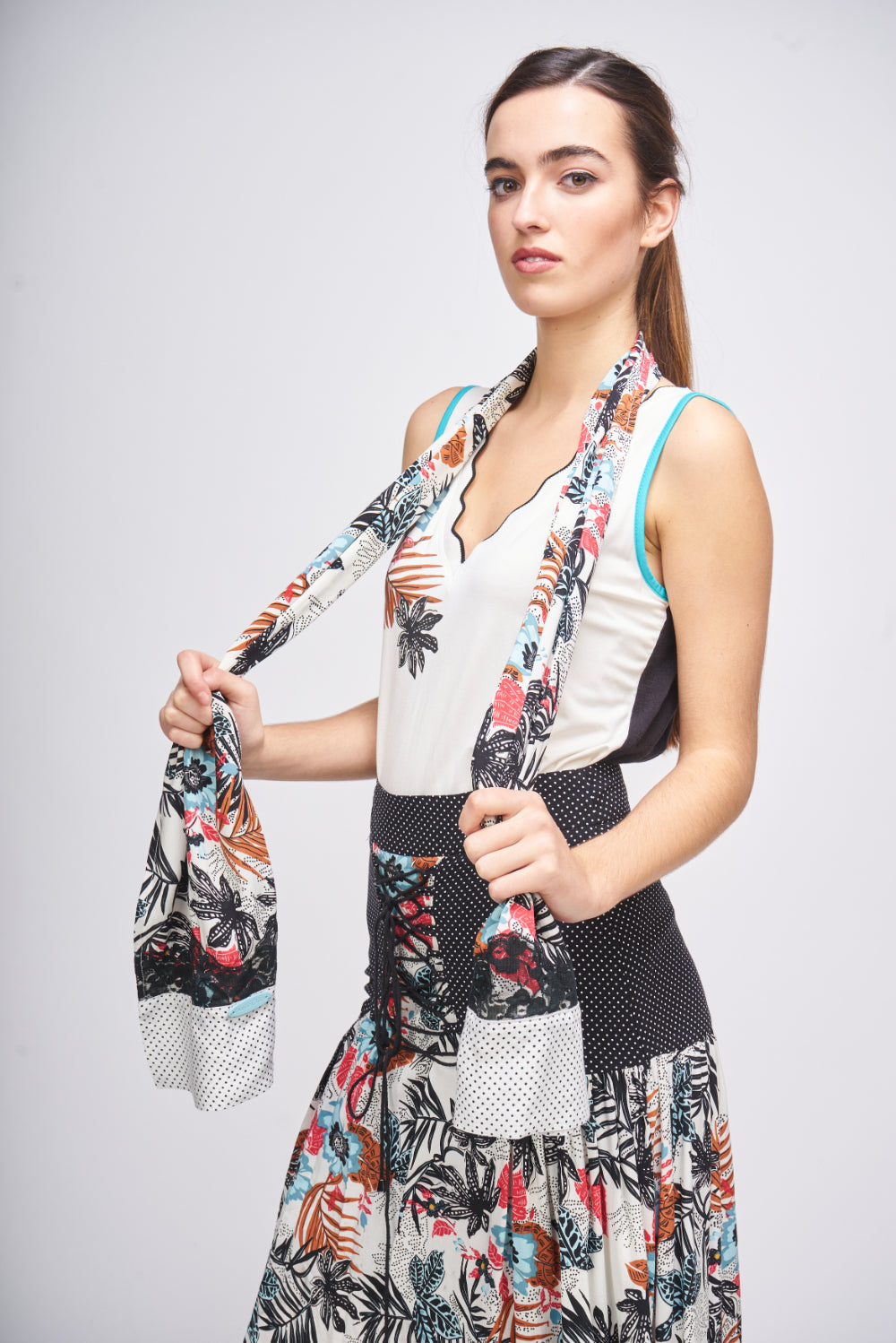 FALDA WHITE and PRINT Multicolor