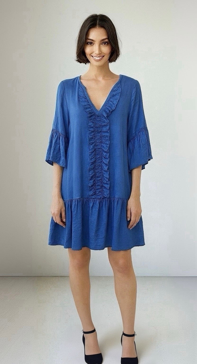 VESTIDO COUNTRY FLOWER CHORRERA Azul