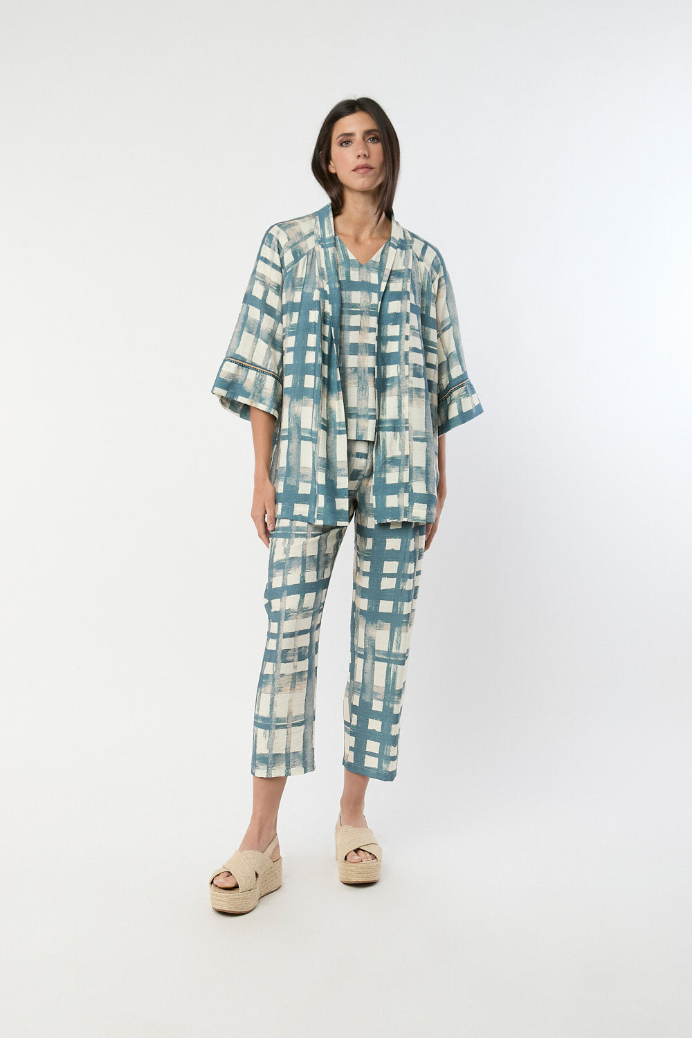 Kimono Blueberry Print Denim