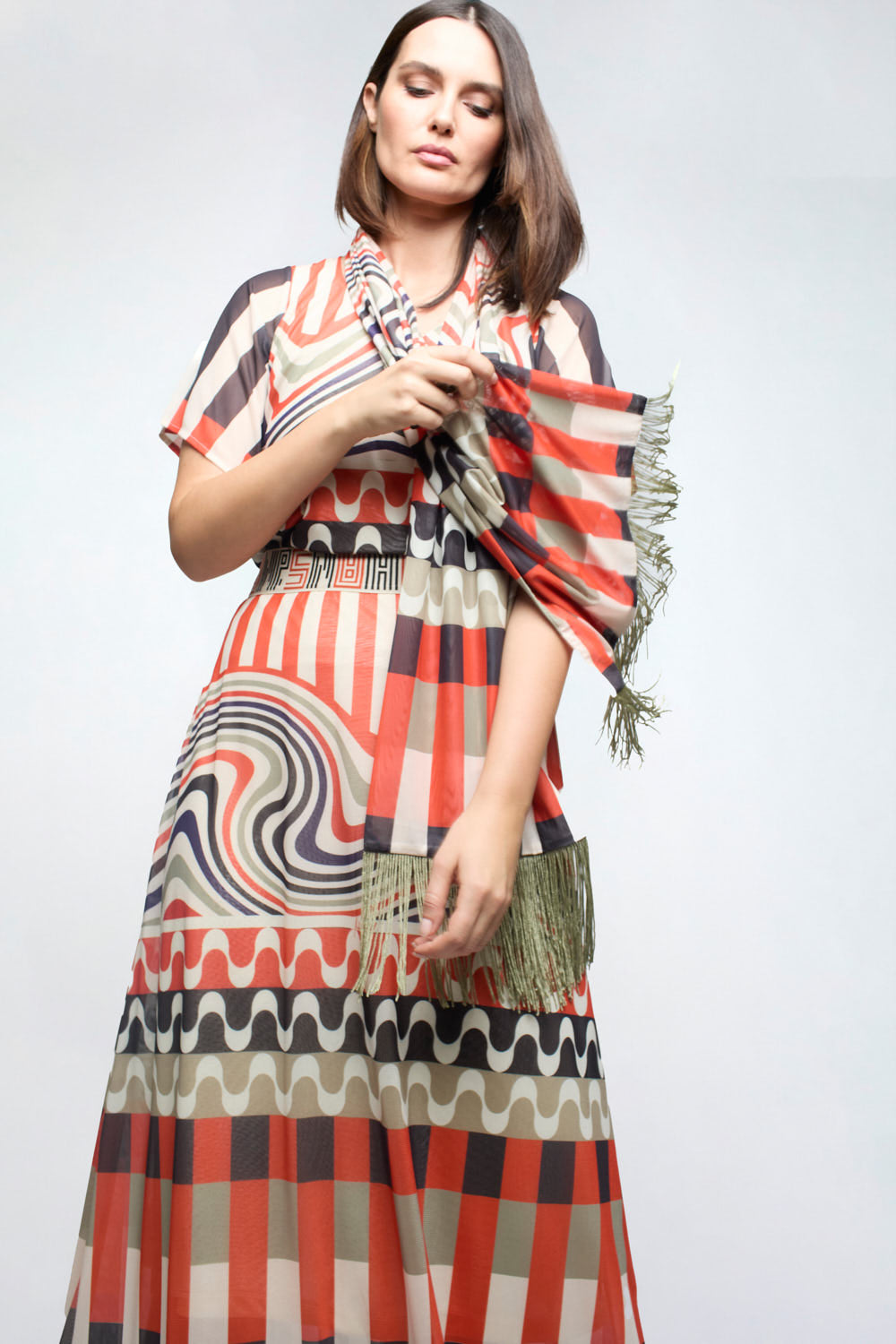 Falda Mosaico Print Camel
