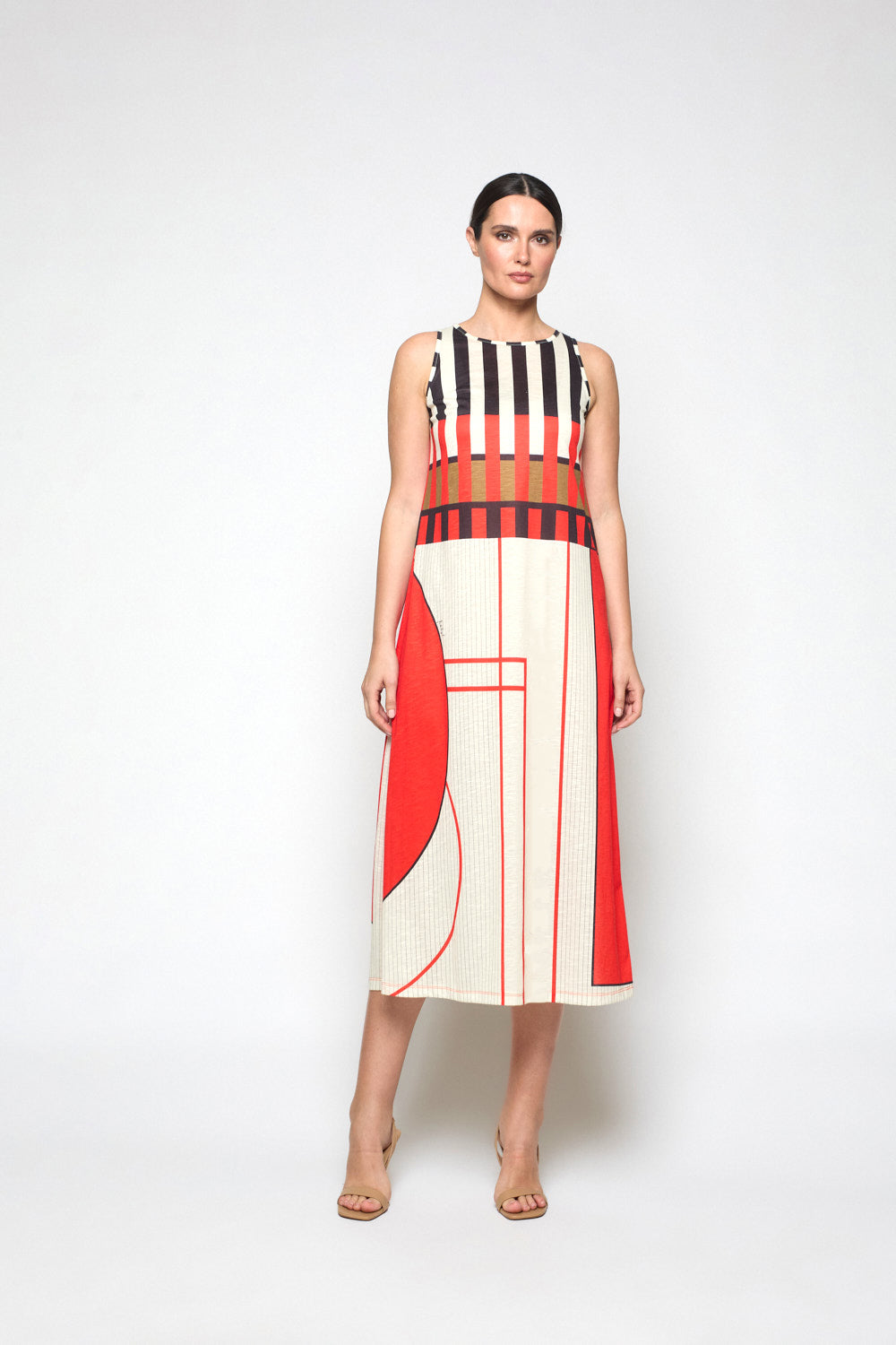 Vestido Mosaico Print Camel