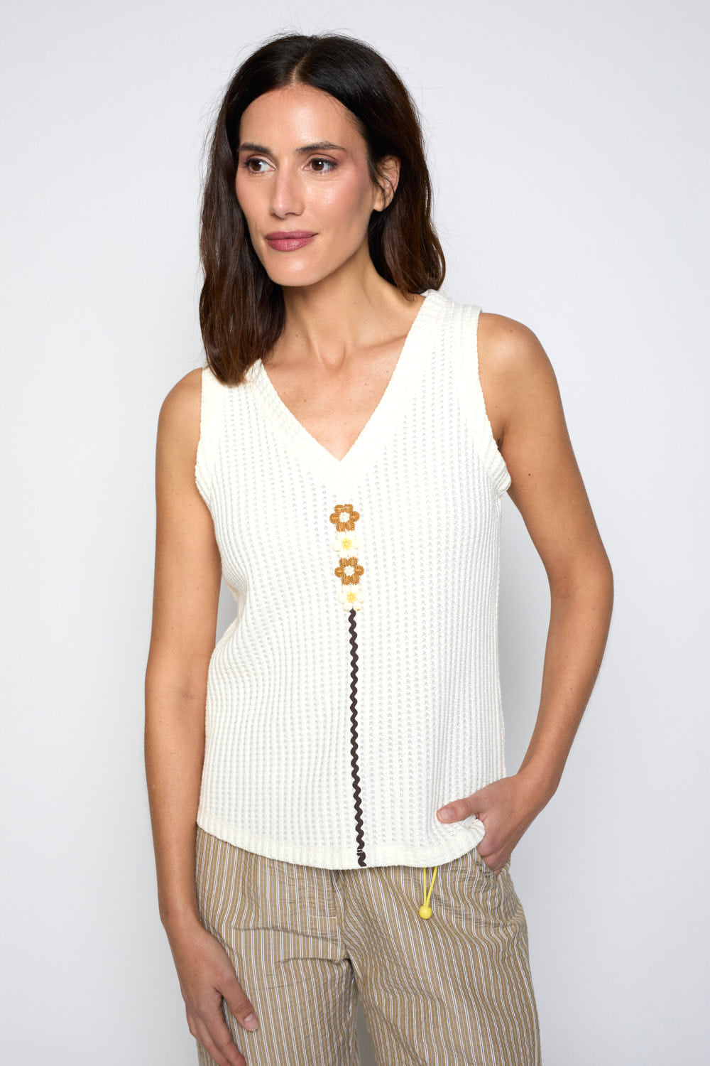 Camiseta punto panal Crudo