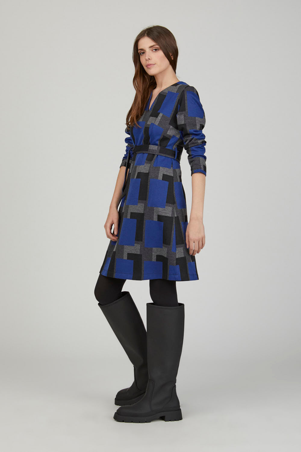 VESTIDO CUADROS ANTRACITA Azul