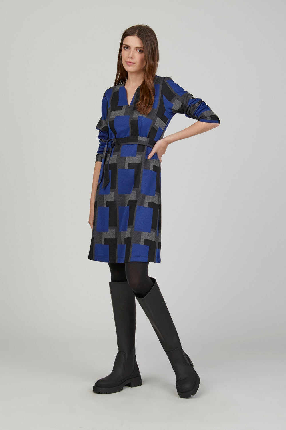 VESTIDO CUADROS ANTRACITA Azul