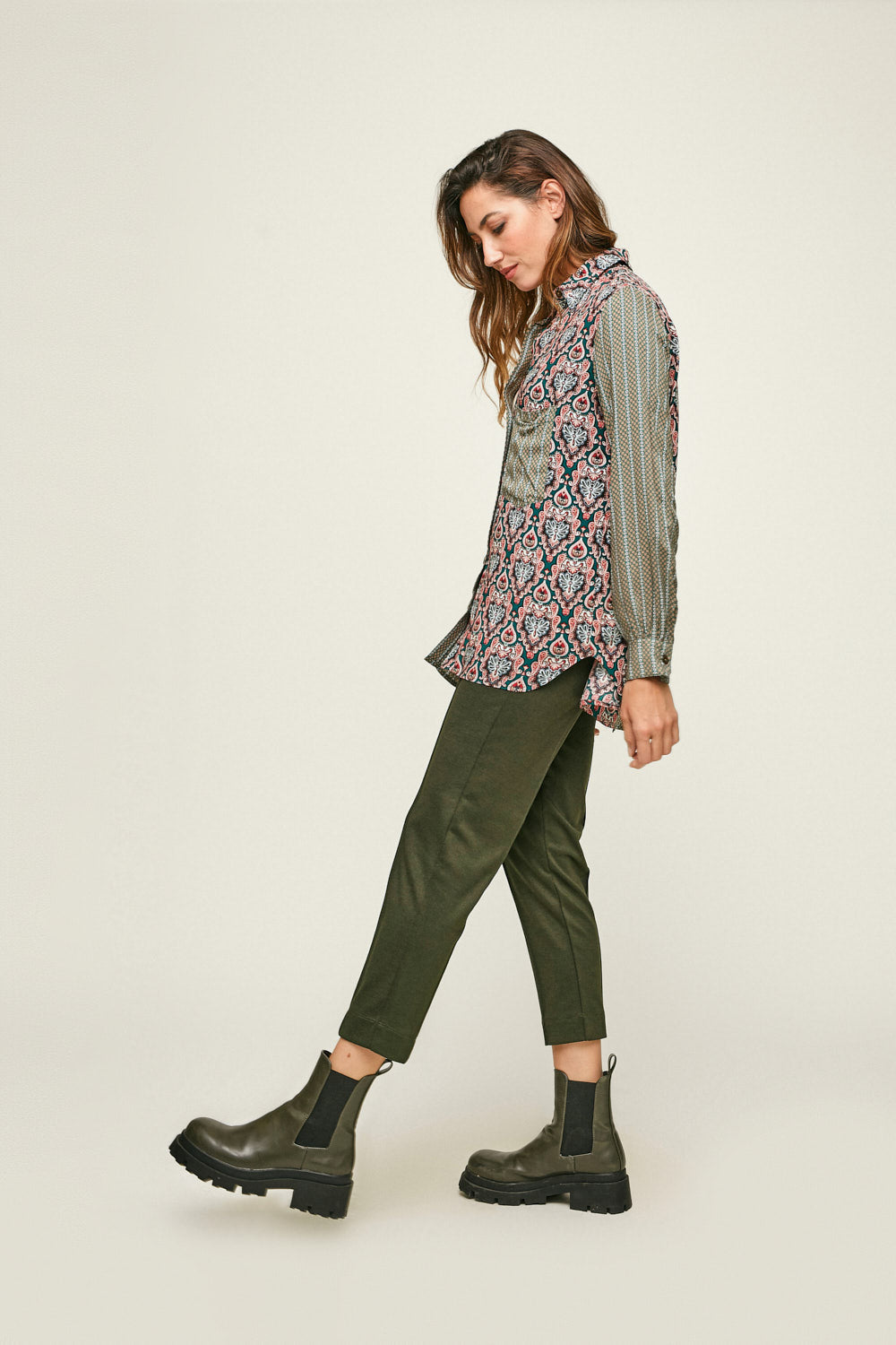 CAMISA COMBINADA ESTAMPADA Multicolor