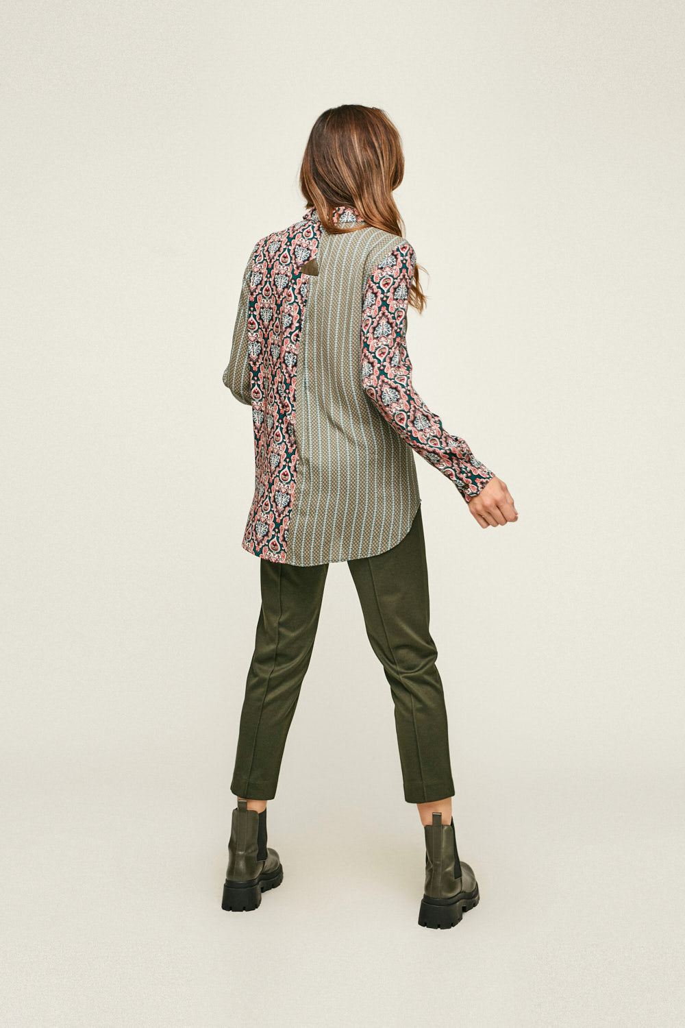 CAMISA COMBINADA ESTAMPADA Multicolor