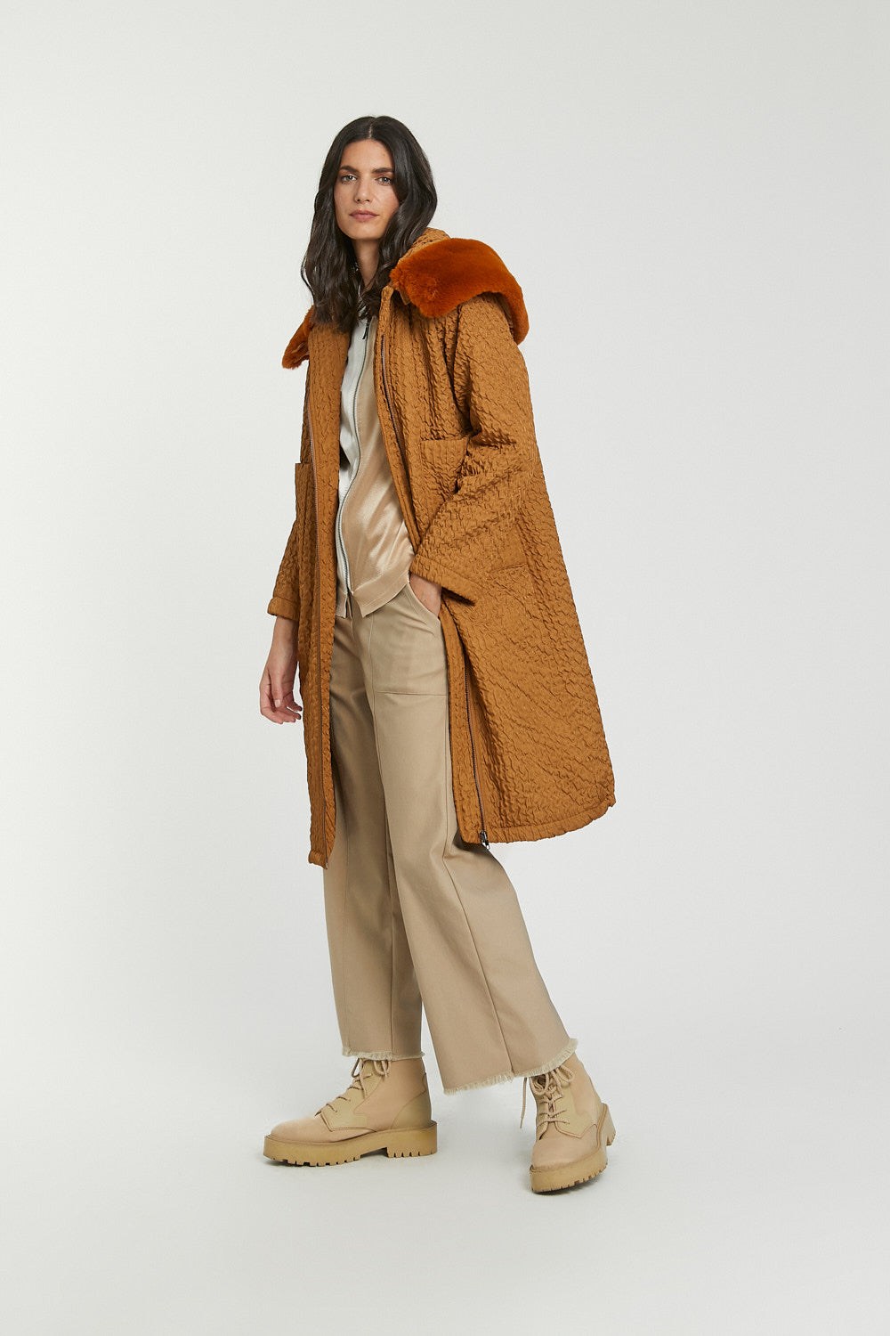Parka midi Ginger Camel