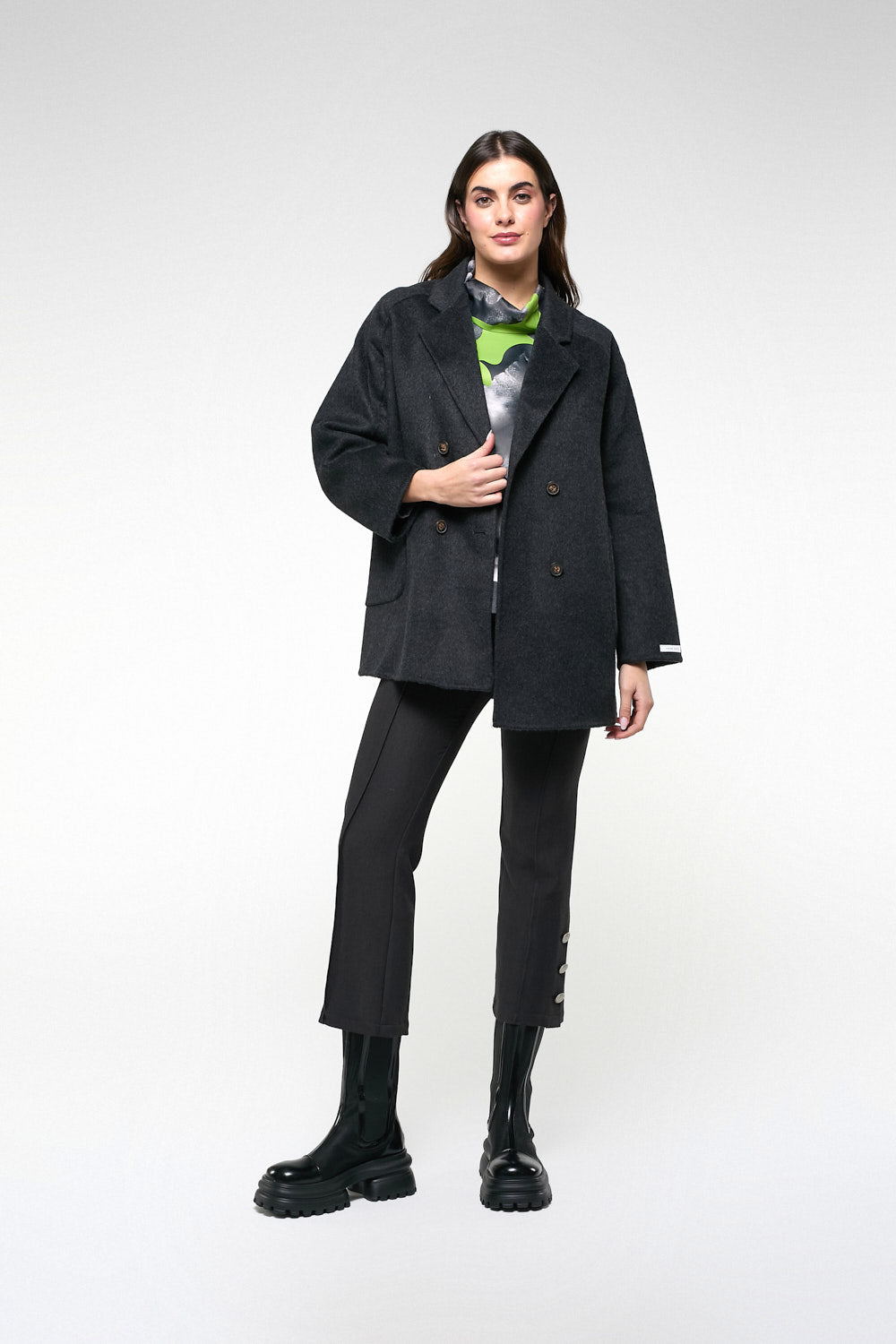 Chaquetón Tres Cuartos Paño Gris