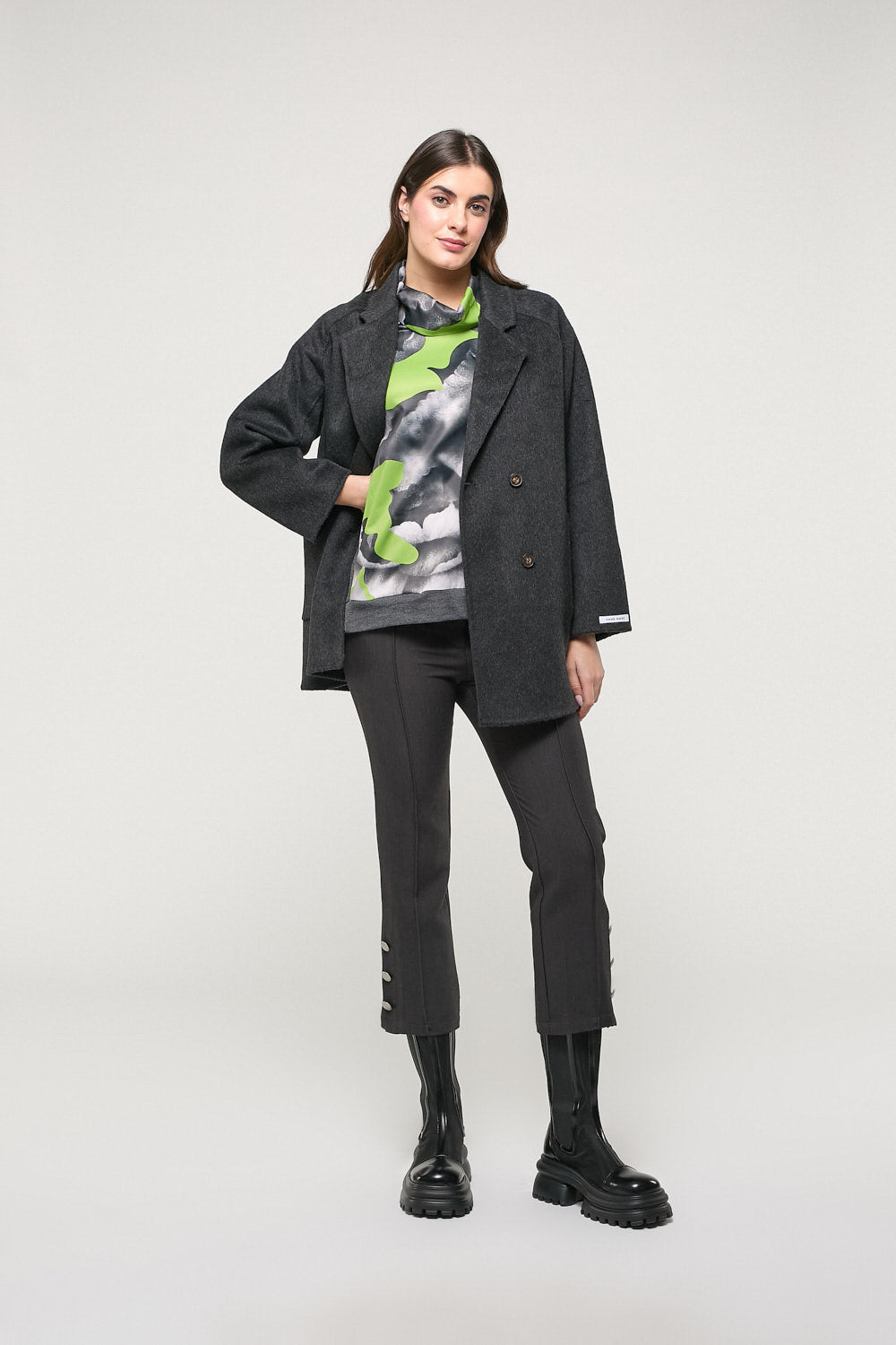 Chaquetón Tres Cuartos Paño Gris