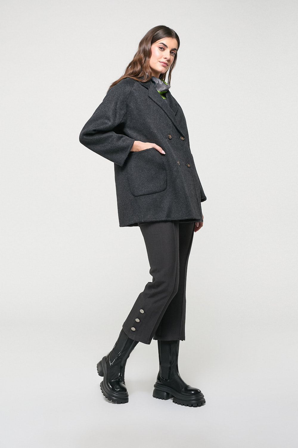 Chaquetón Tres Cuartos Paño Gris