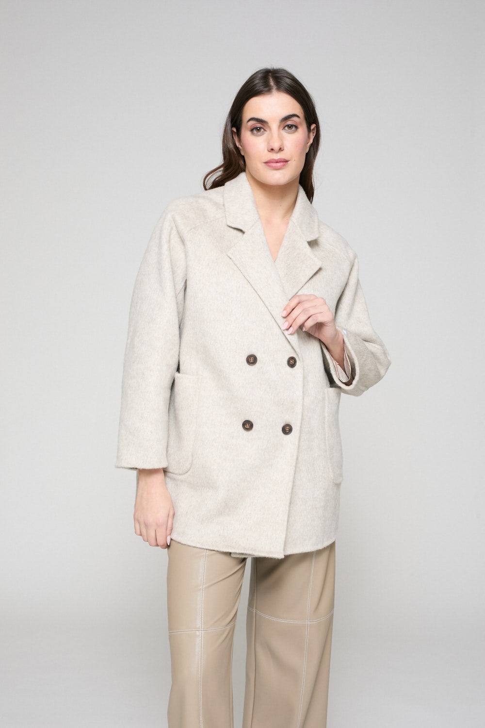 Chaquetón Tres Cuartos Paño Hueso