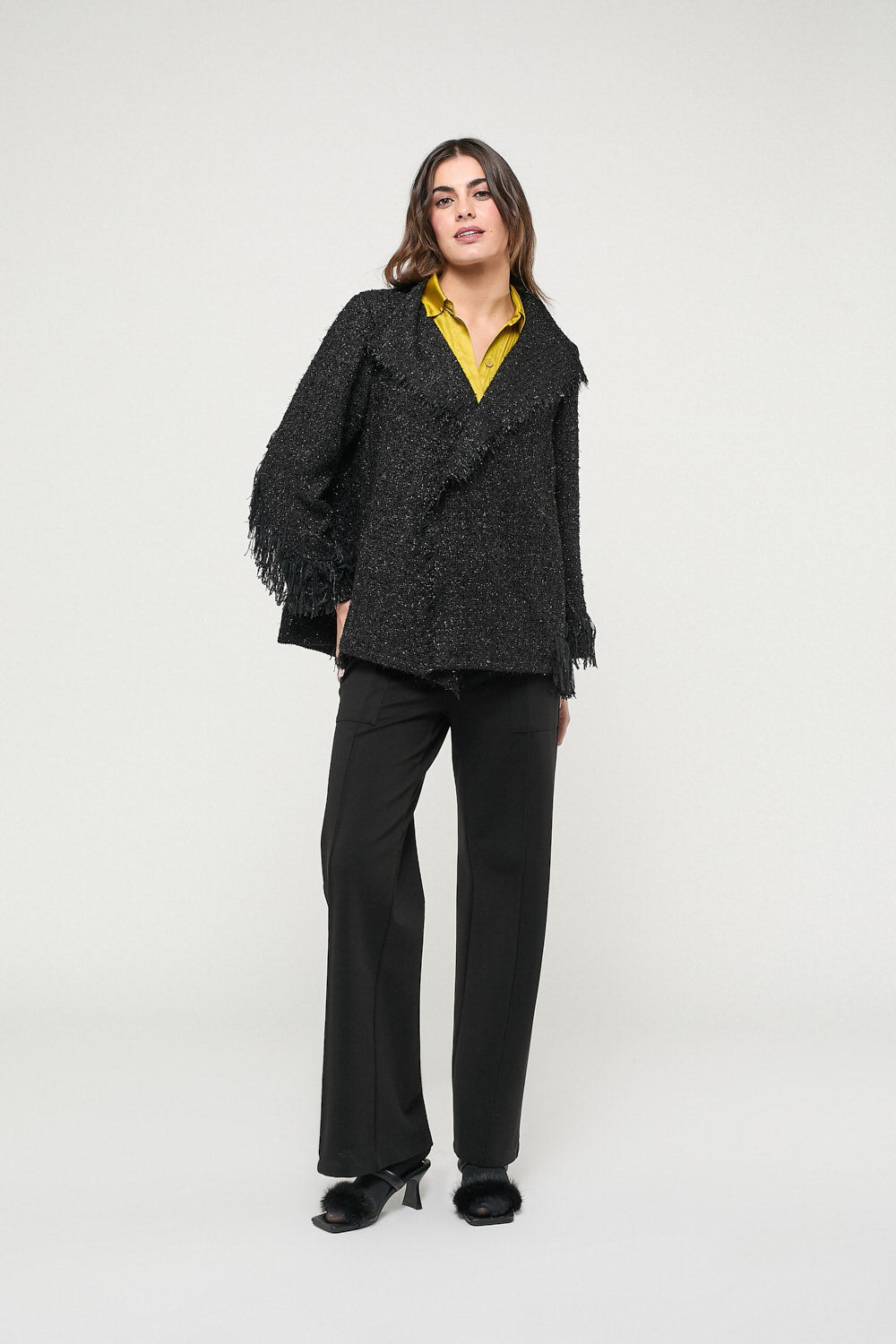 Chaqueta Fleco Cecilia Negro