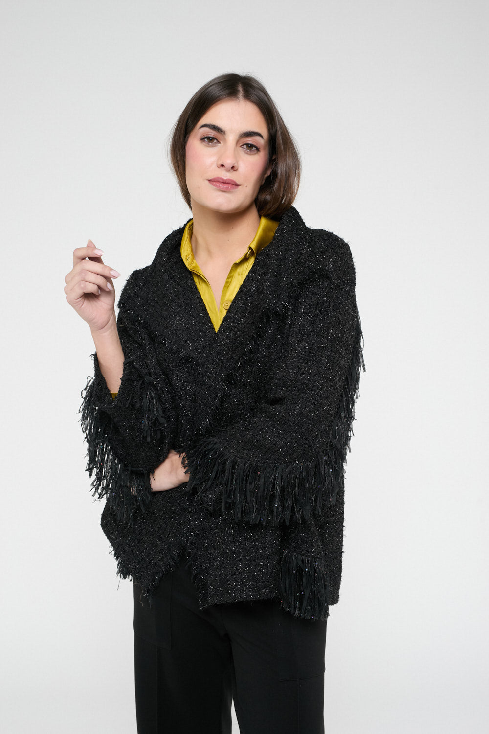 Chaqueta Fleco Cecilia Negro