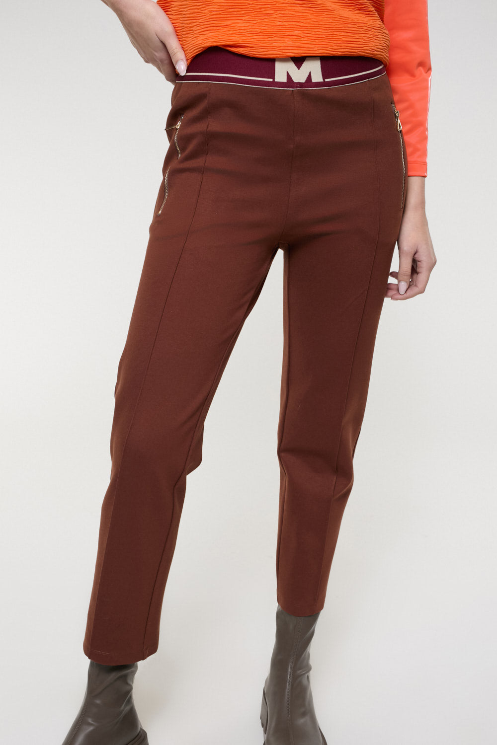 Pantalón Cremalleras Valeria Marrón