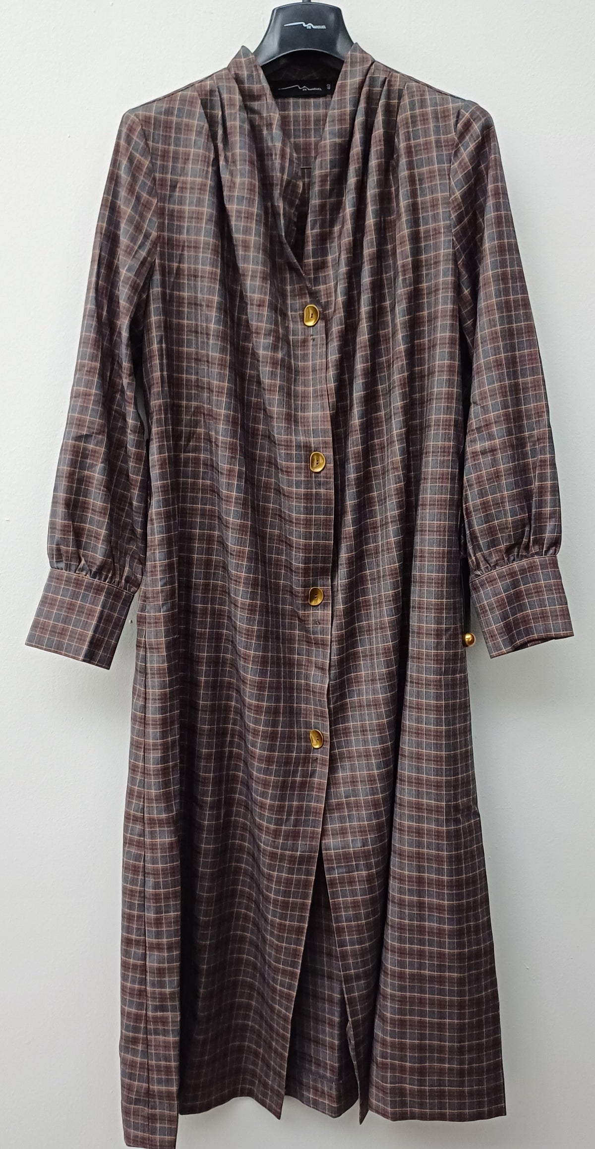 Vestido Cuadros Kefi Marrón