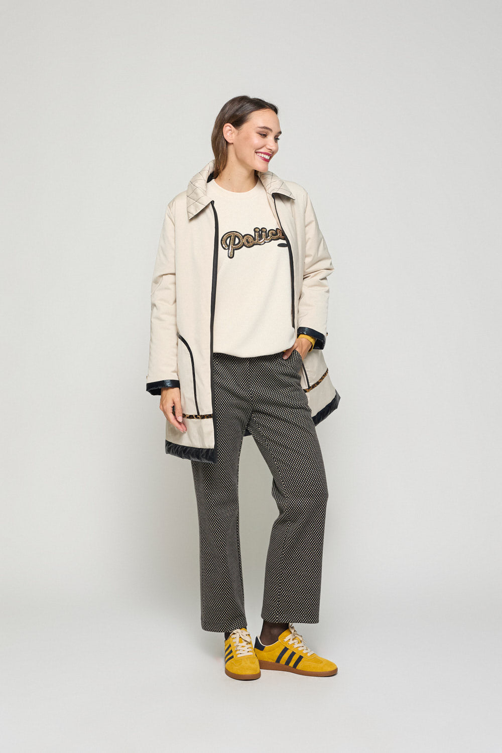 Gabardina Bicolor Nora Beige