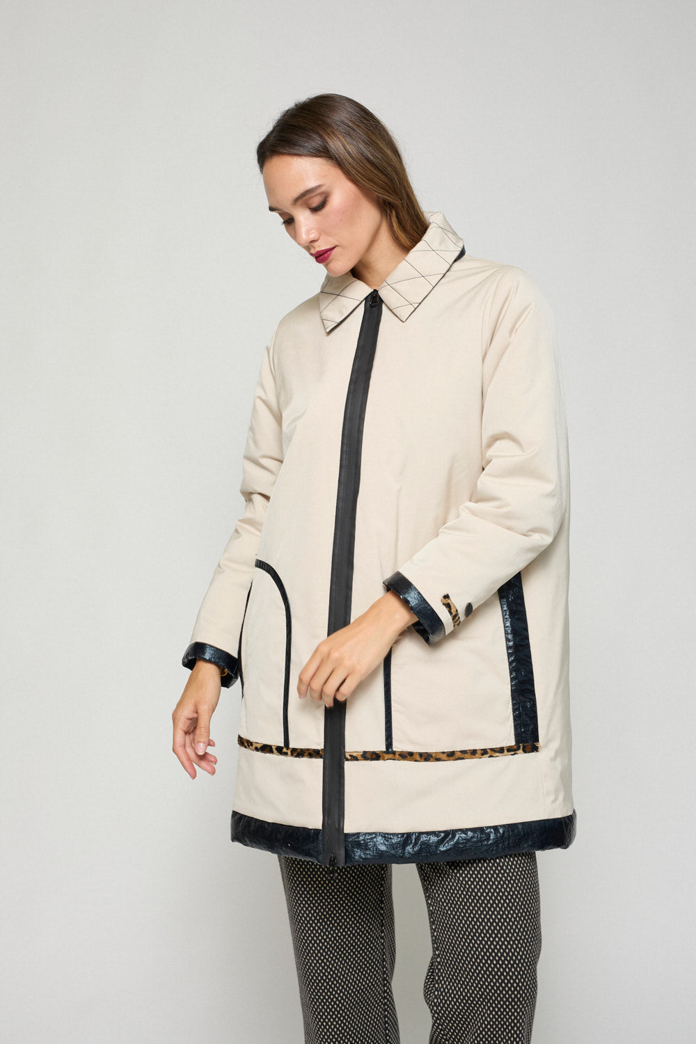 Gabardina Bicolor Nora Beige